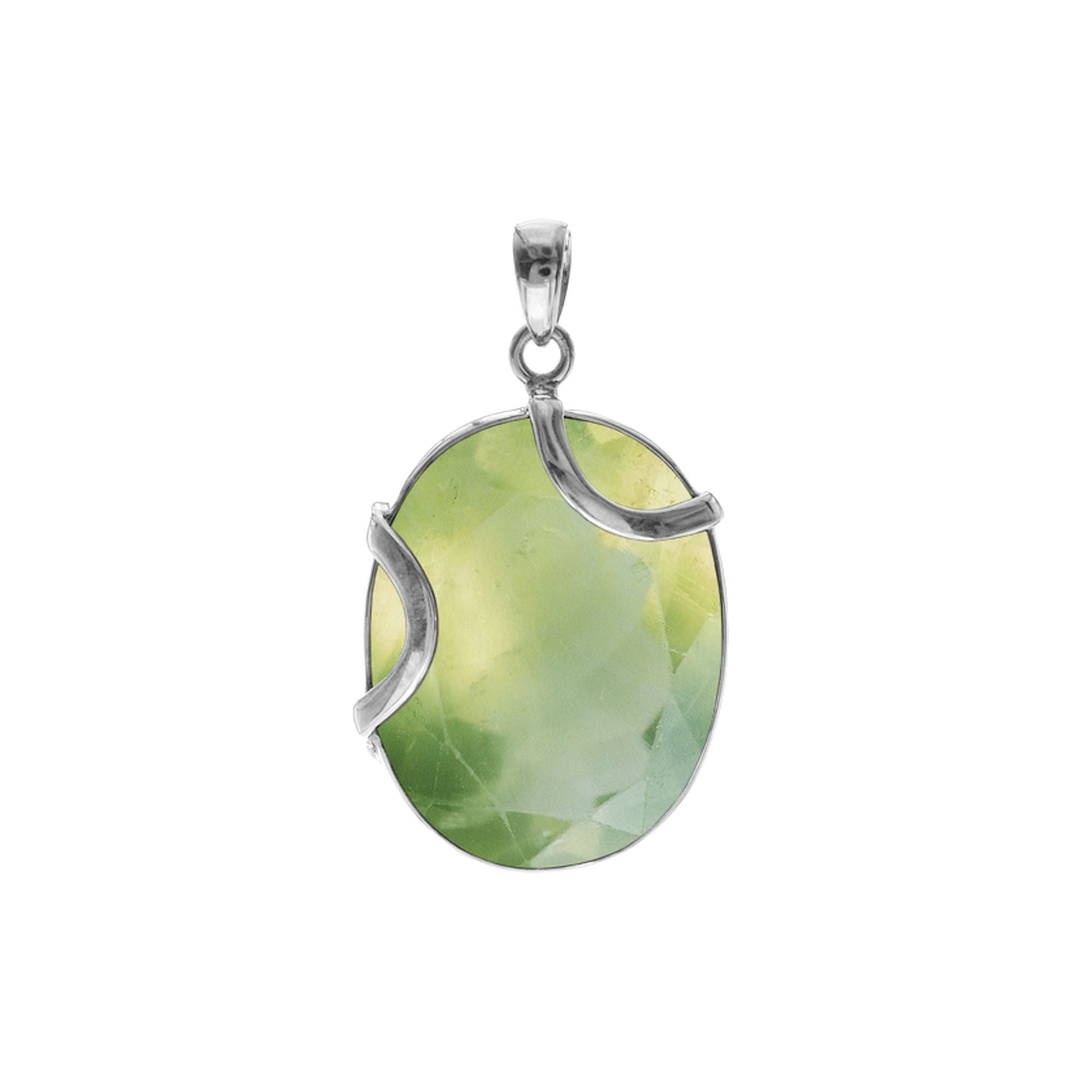 Amy double curve prehnite pendant