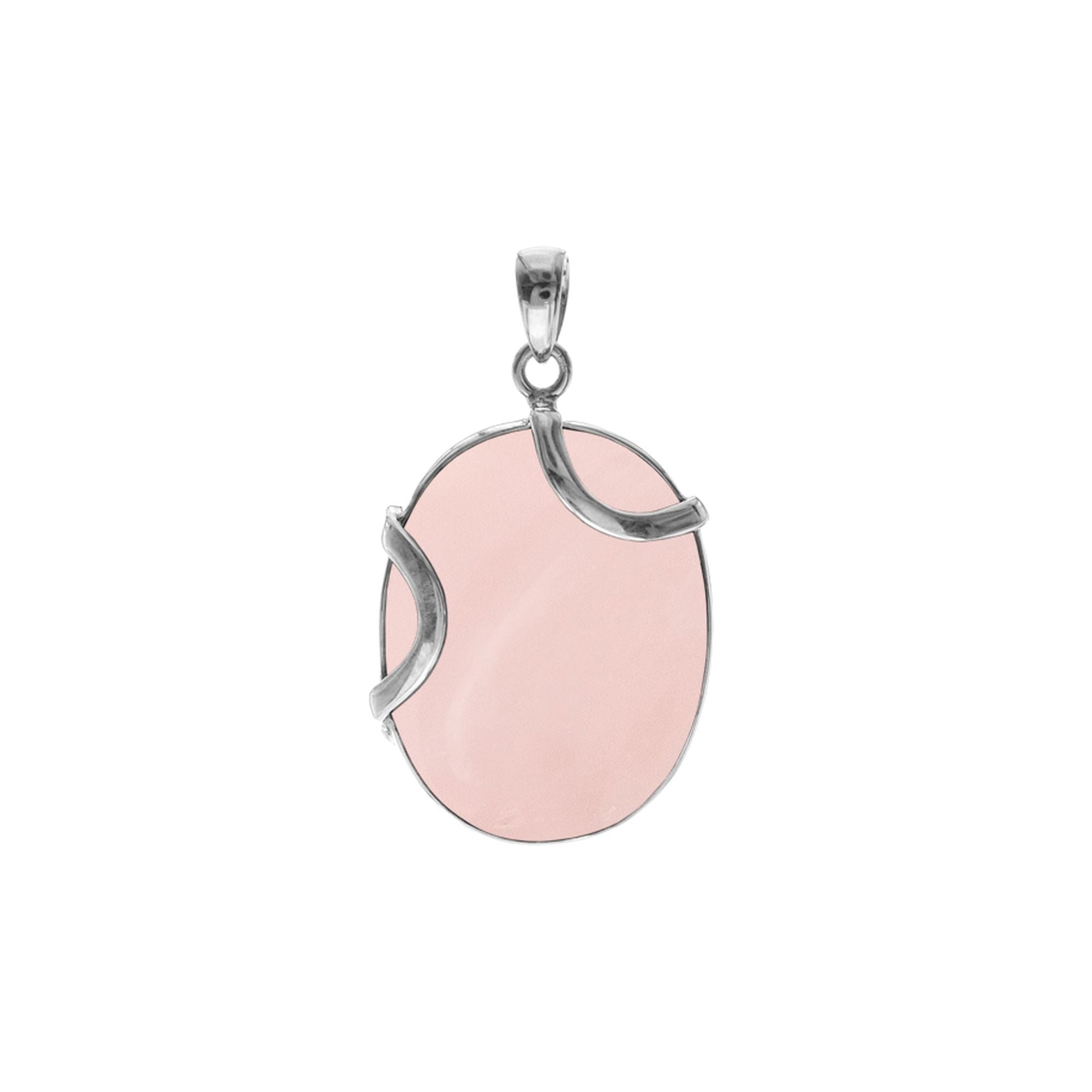 Amy large double curve rose quartz pendant
