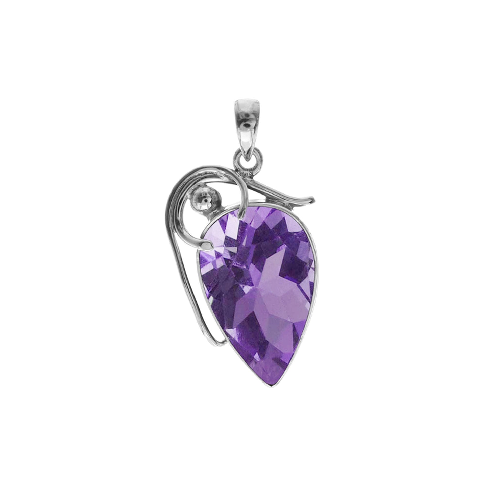 Teardrop amethyst facet pendant with wire detail
