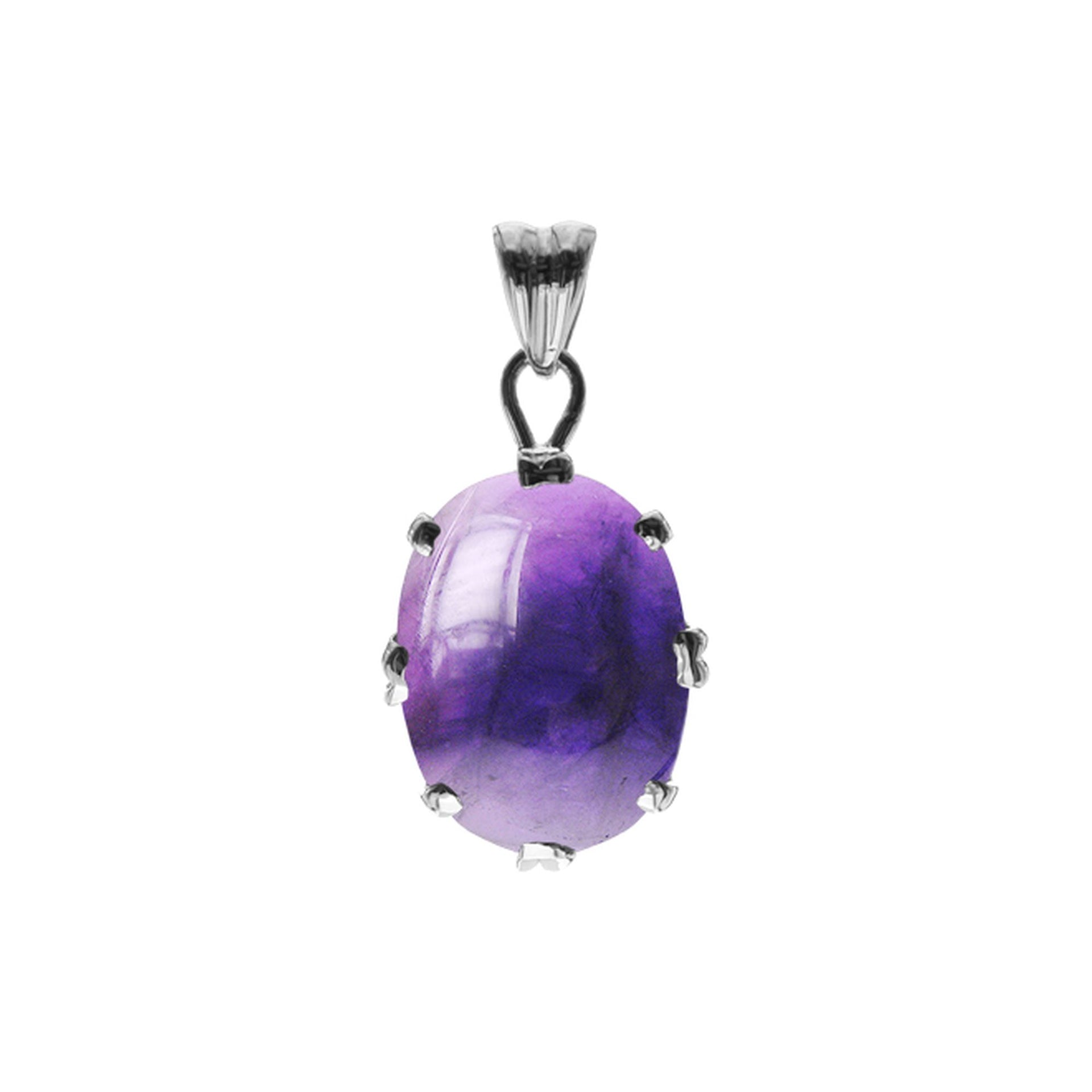 Viola claw-set oval amethyst pendant