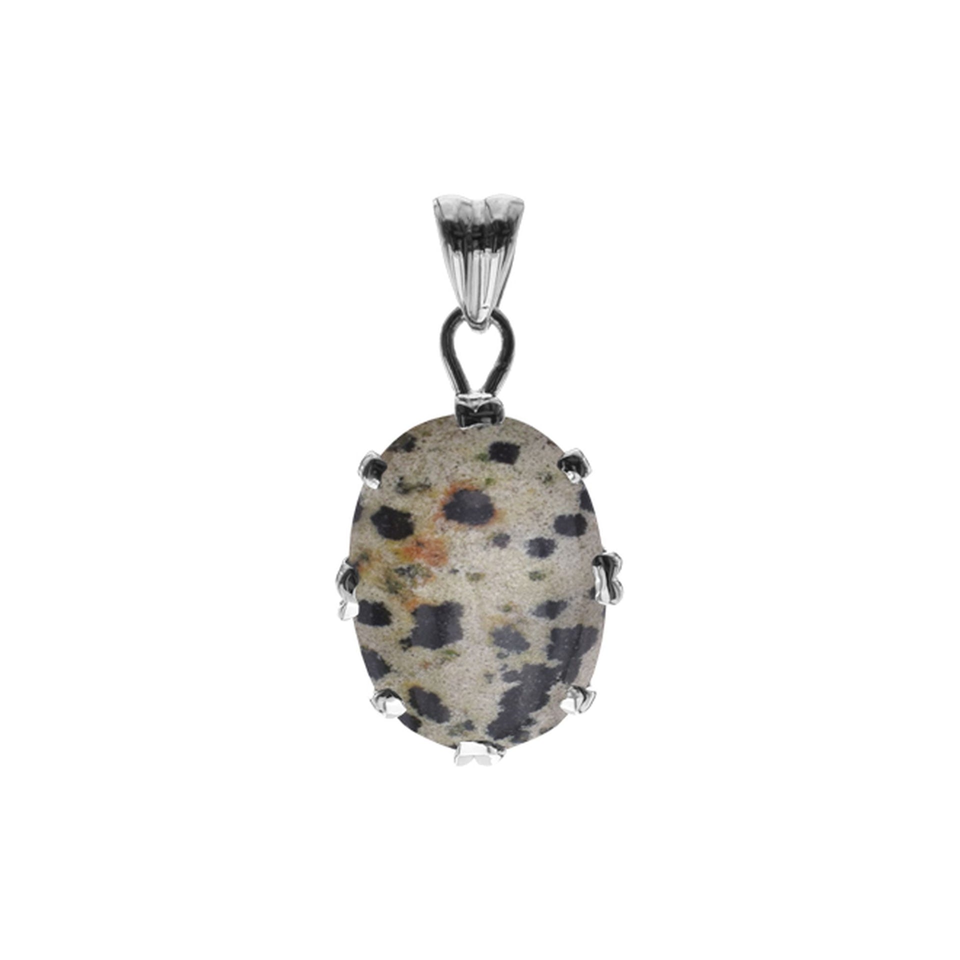 Viola heavy claw-set oval dalmatian jasper pendant