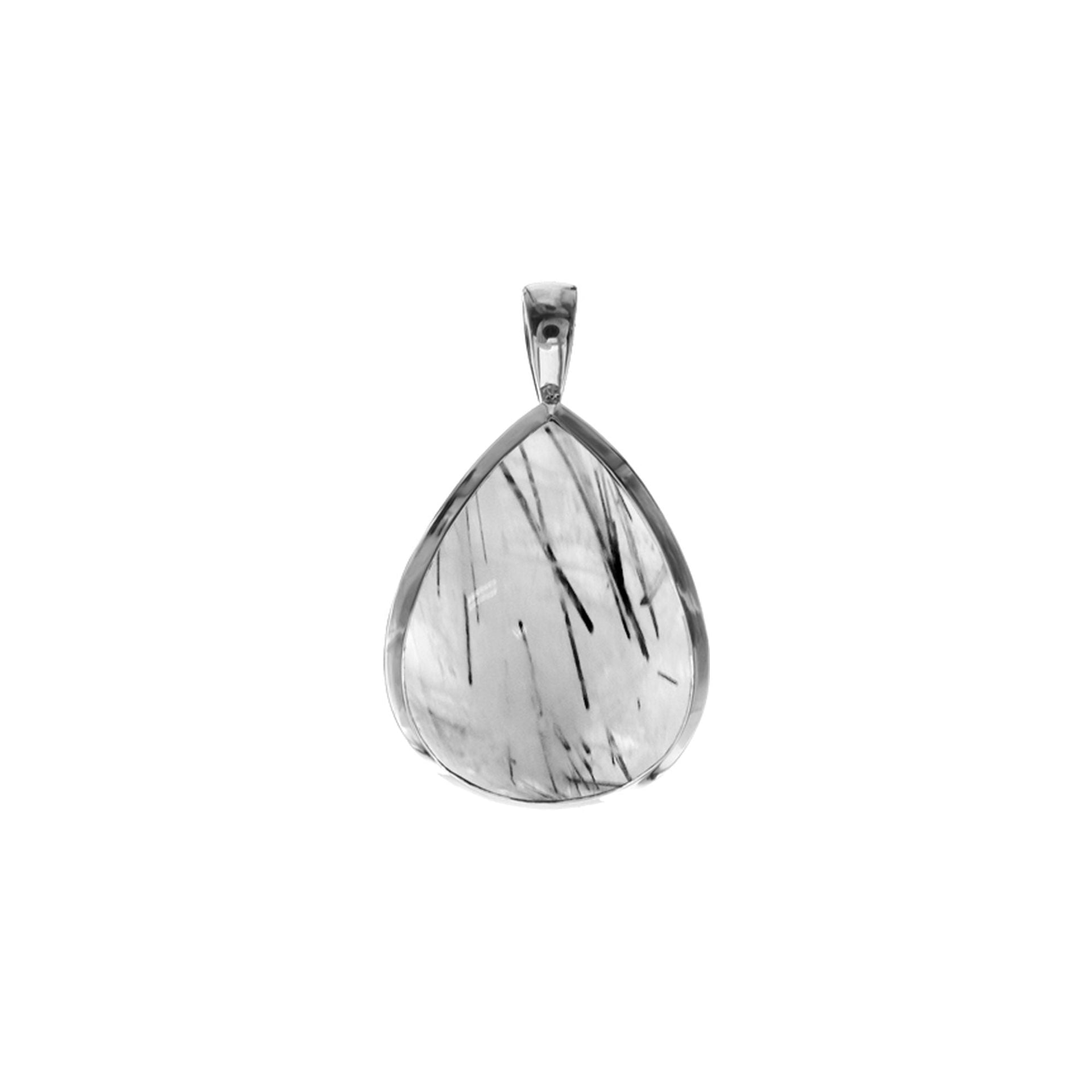 Samira large plain tourmalated quartz teardrop pendant