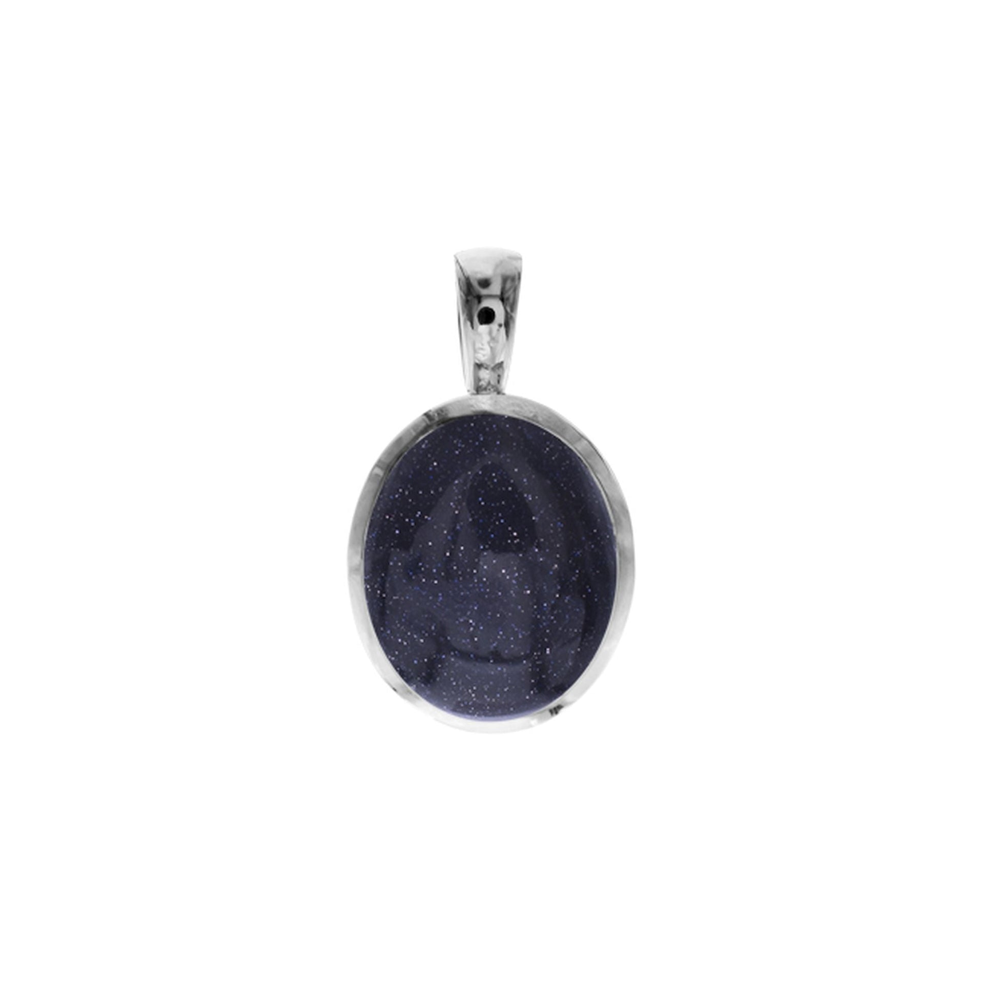 Samira large basic oval blue goldstone pendant