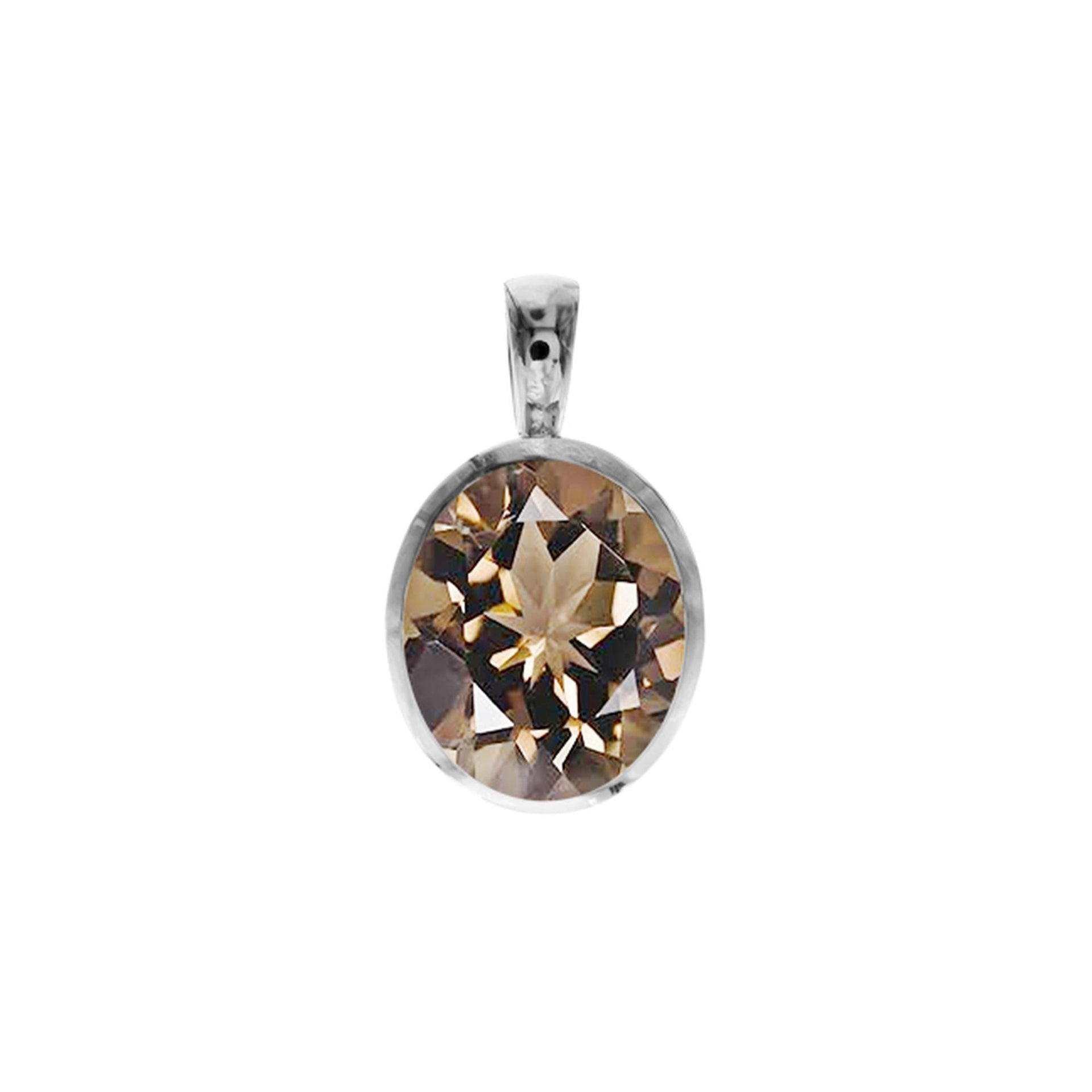 Samira large basic oval smokey quartz pendant