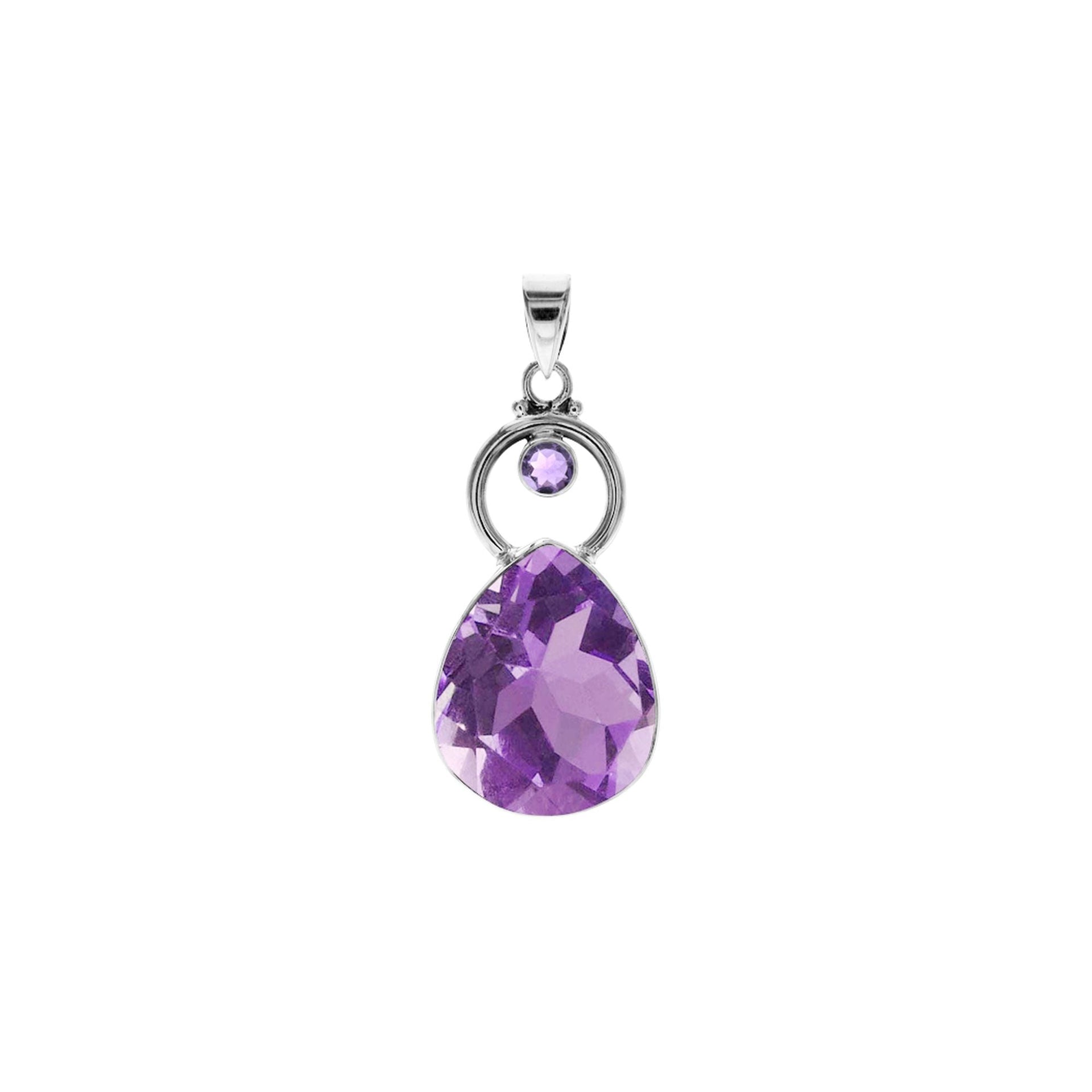 Amy faceted amethyst hoop pendant