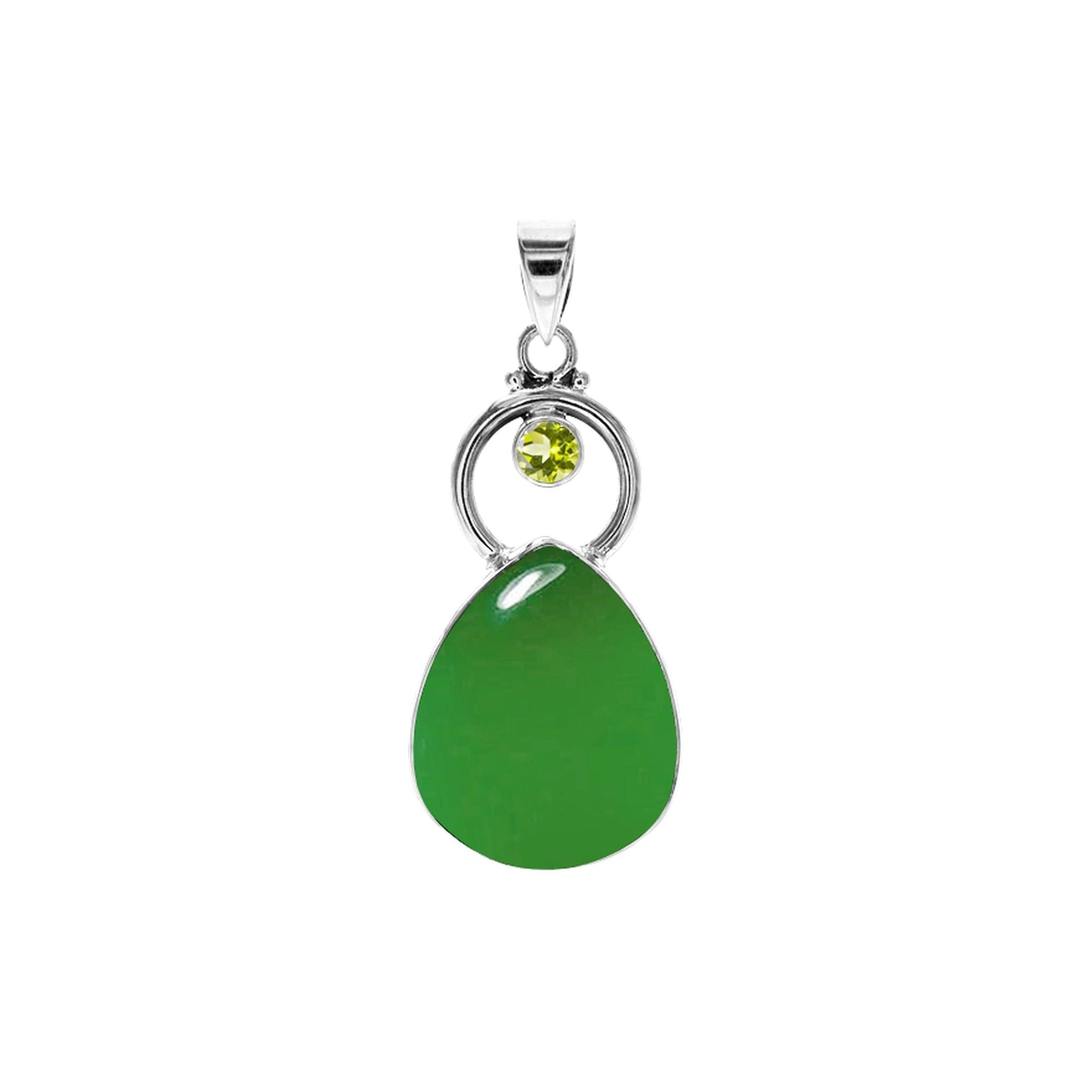 Amy green agate & peridot hoop pendant