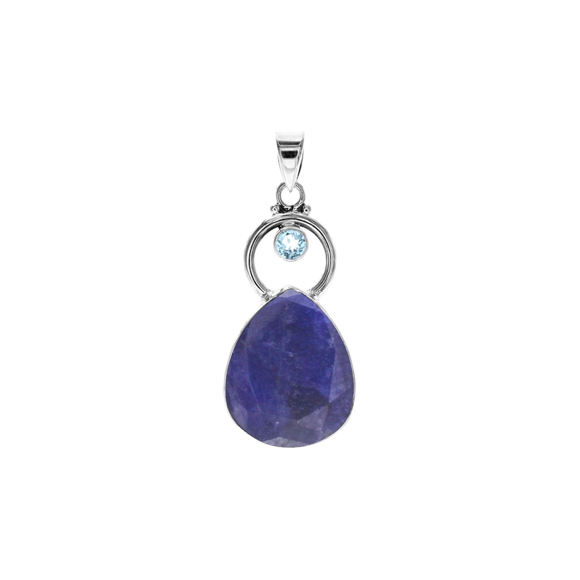 Amy sapphire quartz & blue topaz hoop pendant