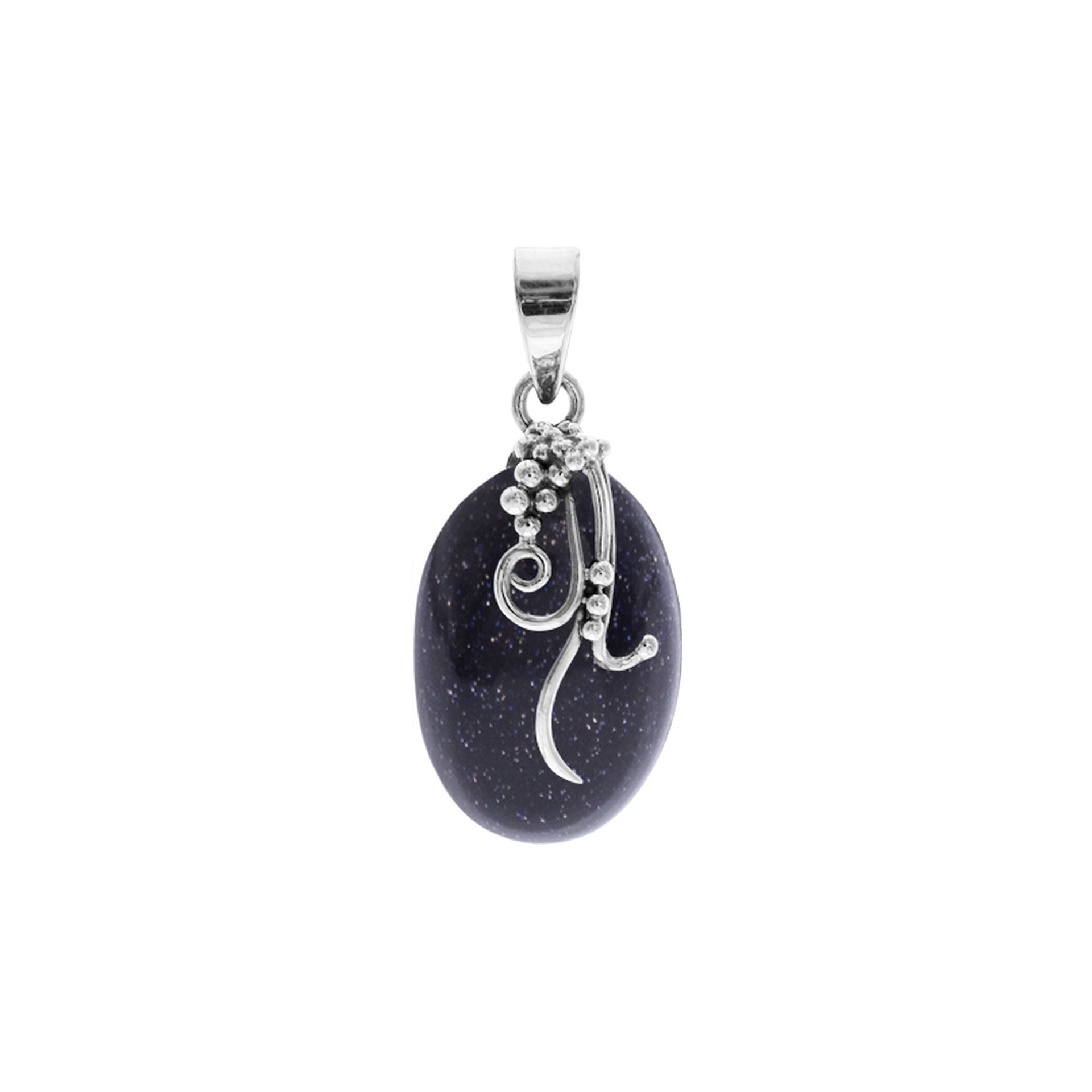 Viola blue goldstone with organic overlay pendant