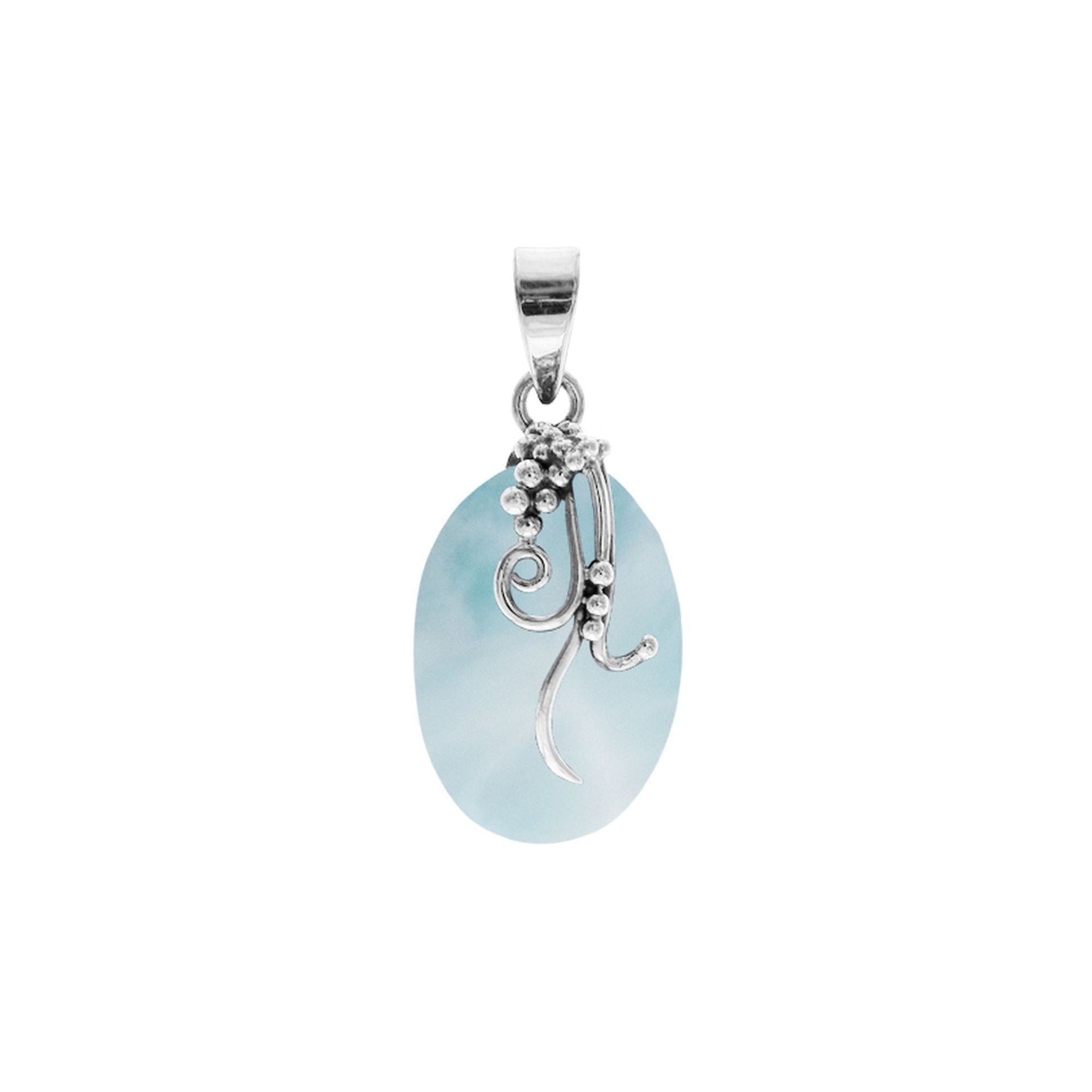 Viola larimar with organic overlay pendant