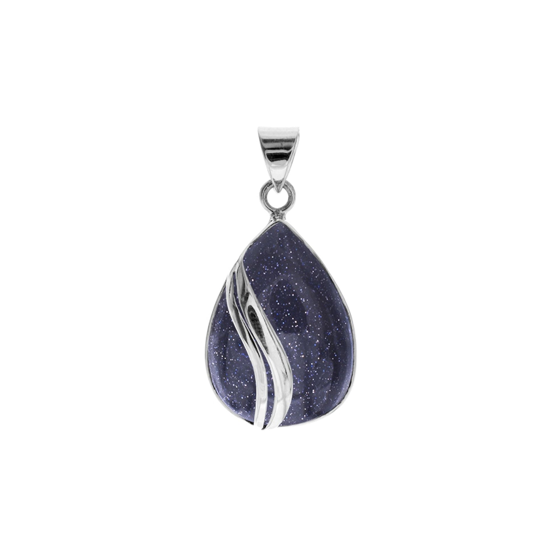 Amy blue goldstone pendant with two wave overlay