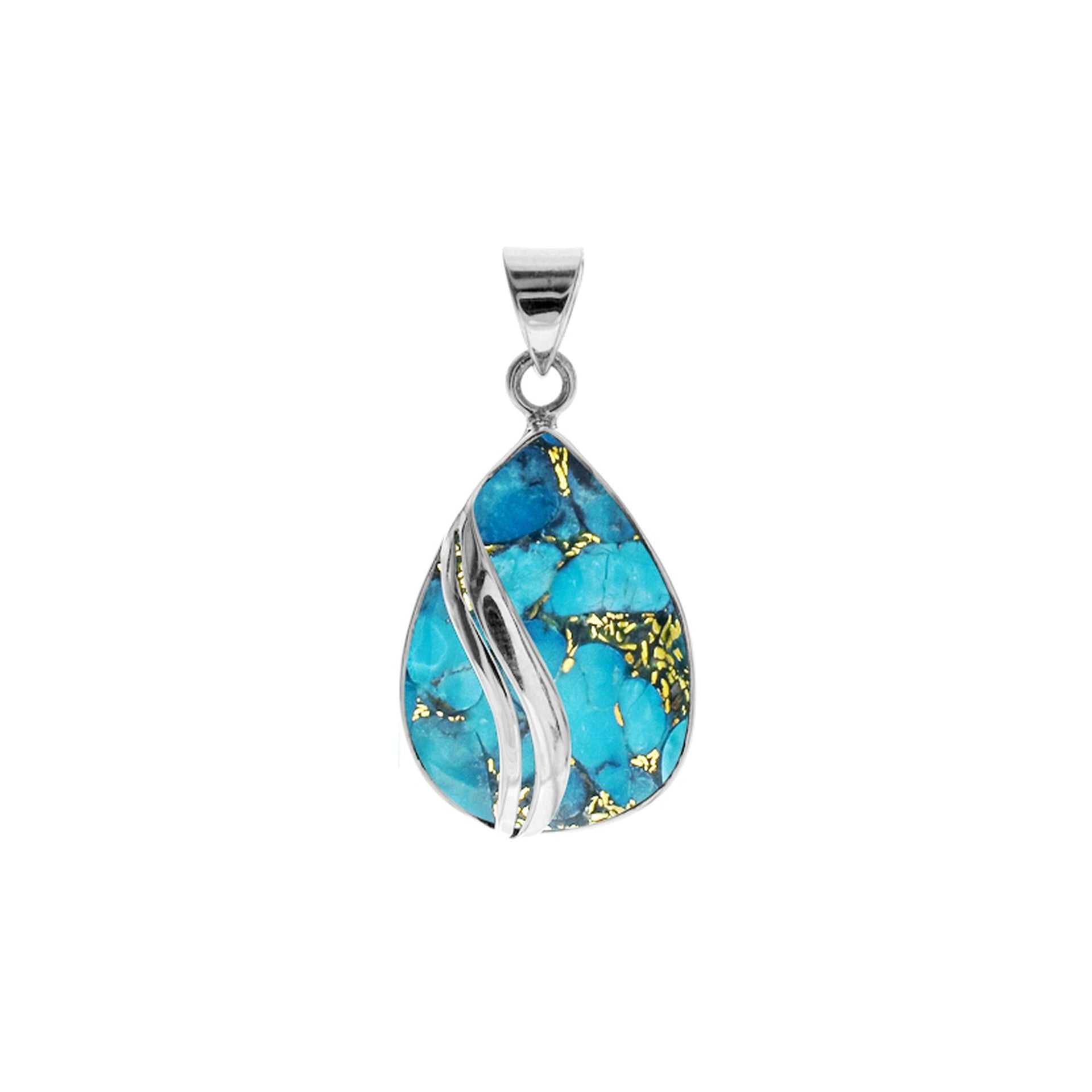 Amy teardrop blue mohave pendant with two wave overlay