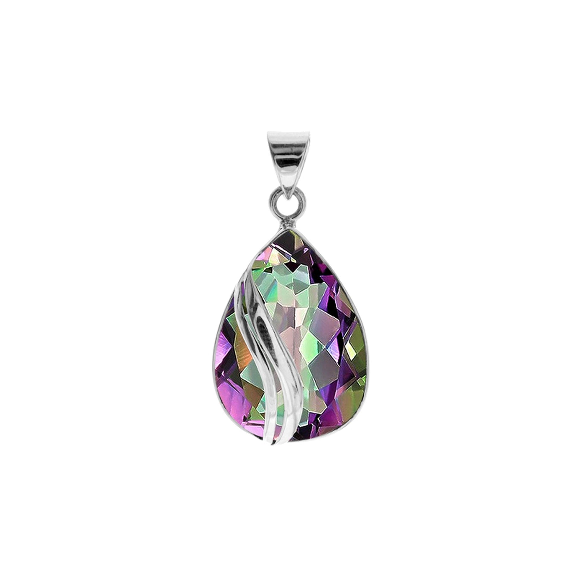 Amy mystic topaz pendant with two wave overlay