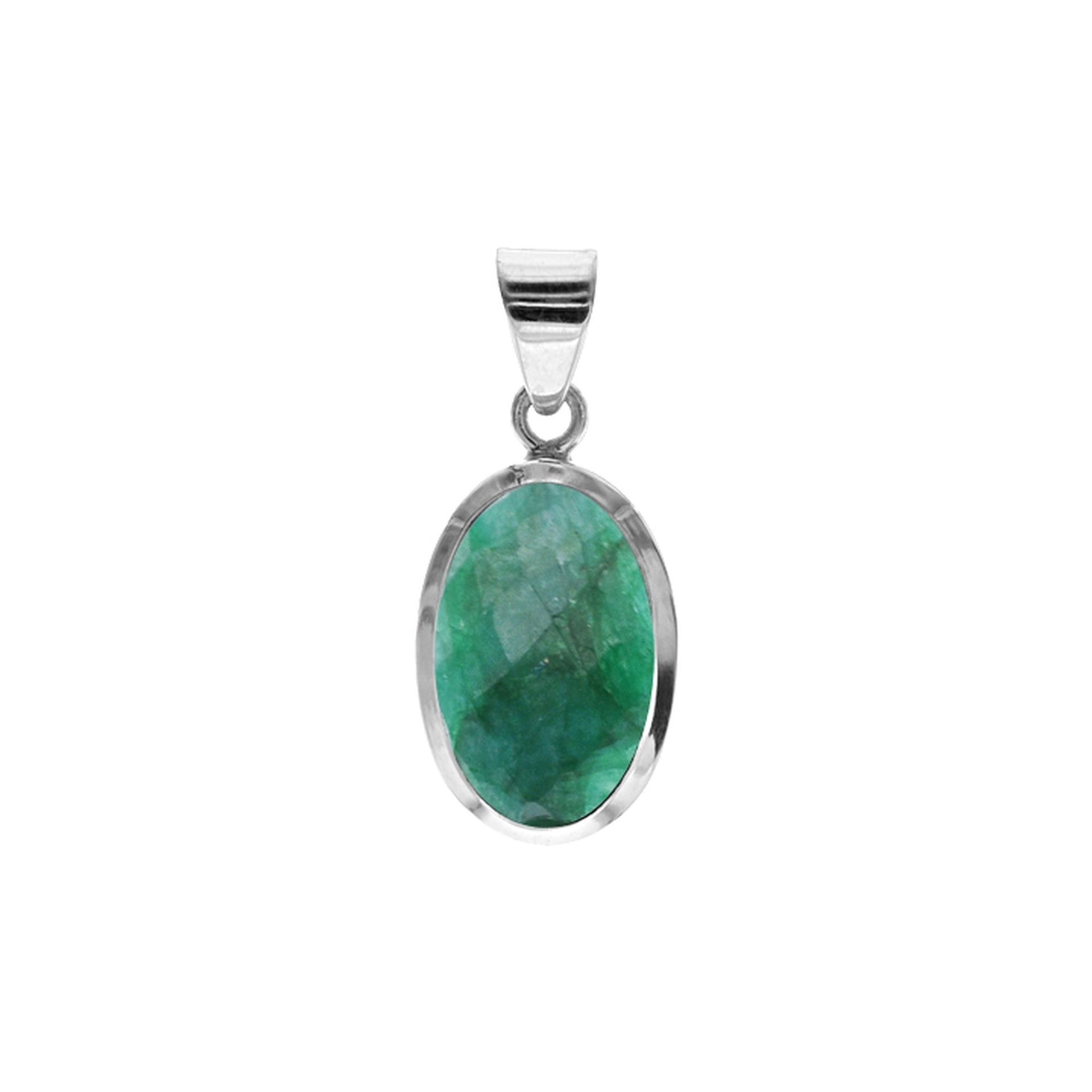 Samira 15x20mm simple oval emerald quartz pendant