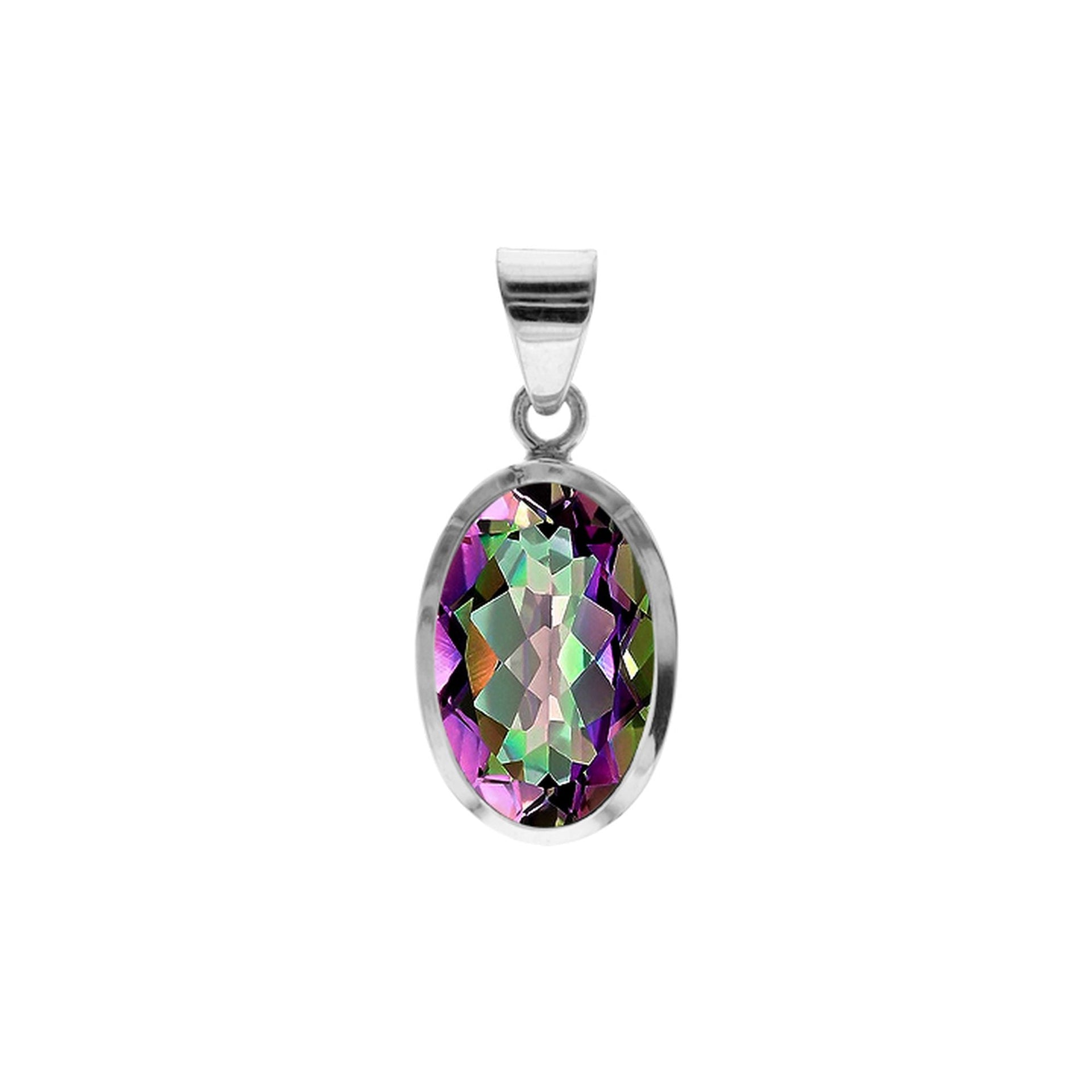 Samira 15x20mm simple oval mystic topaz pendant