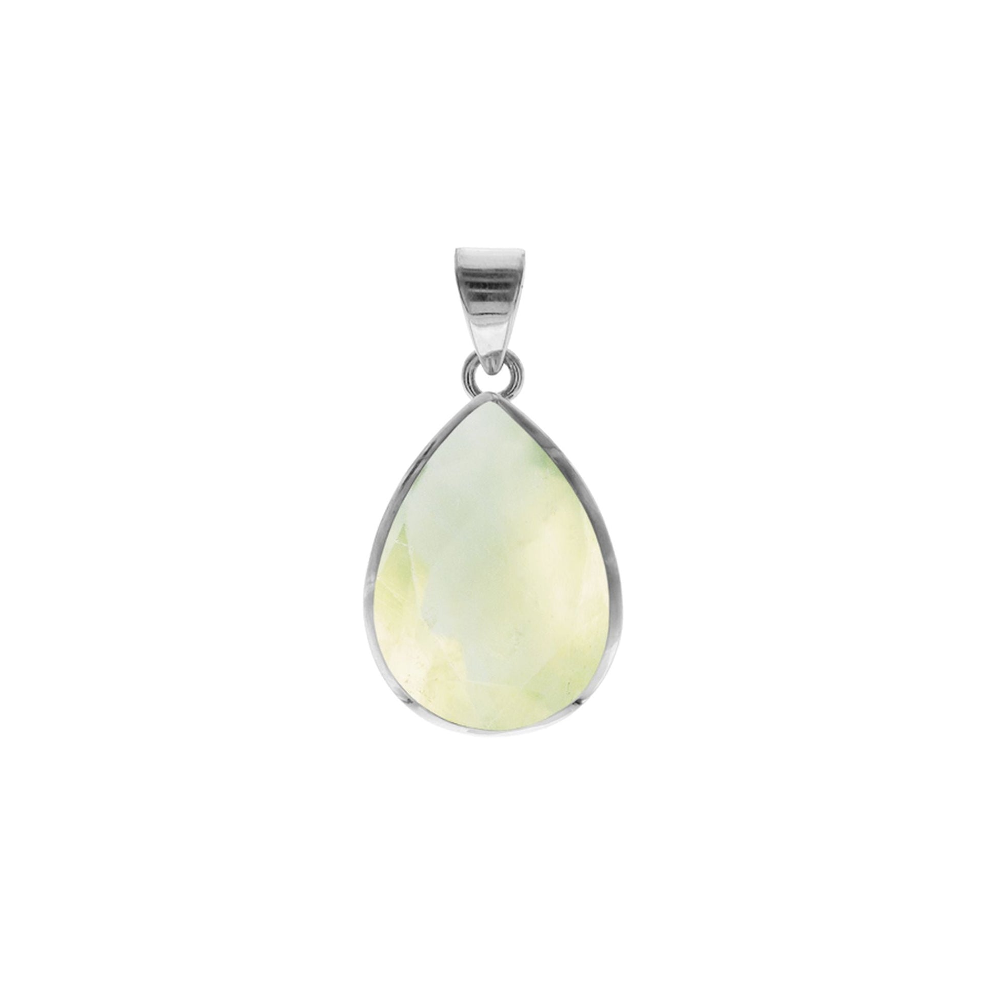Samira simple prehnite teardrop pendant