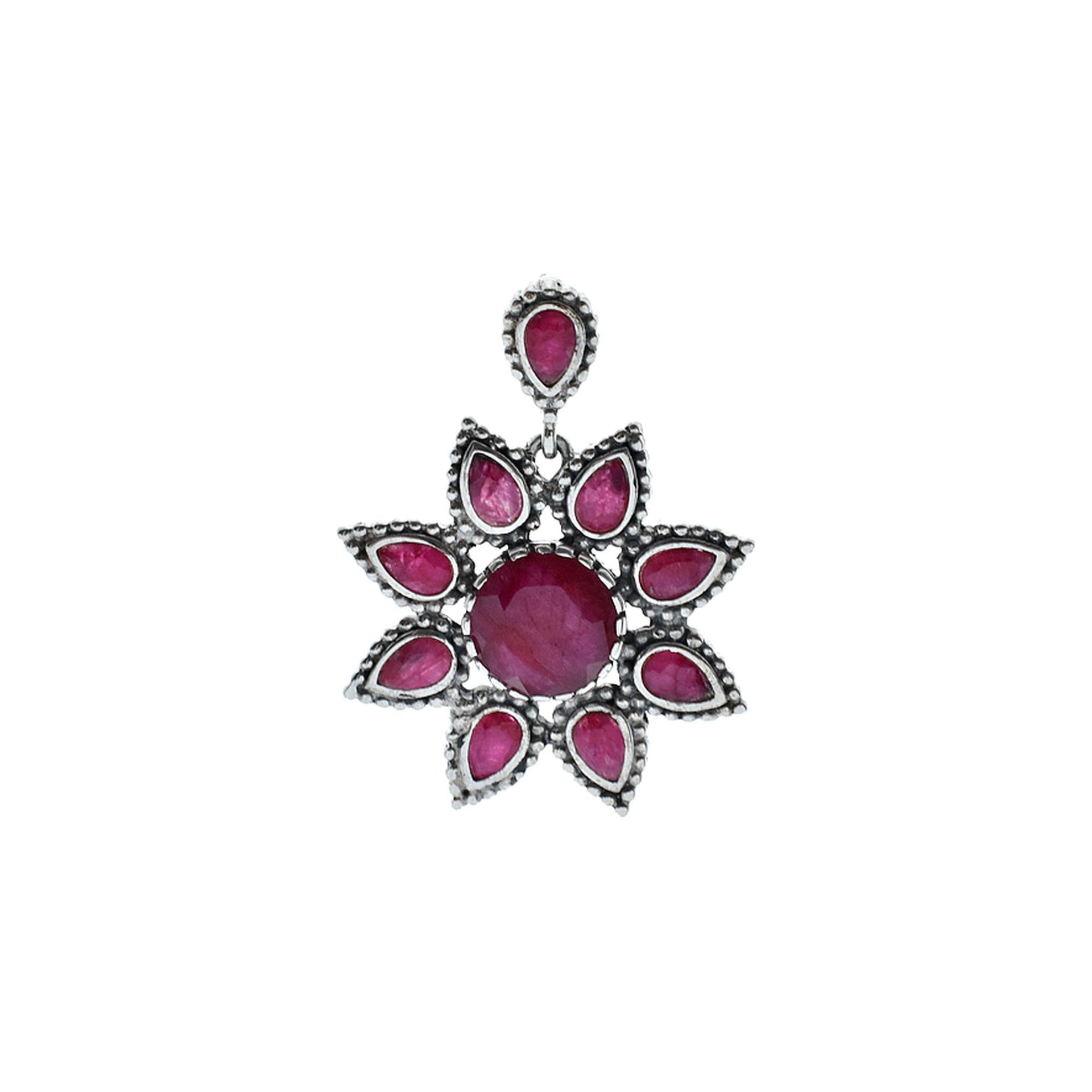 Isla ruby quartz vintage flower pendant