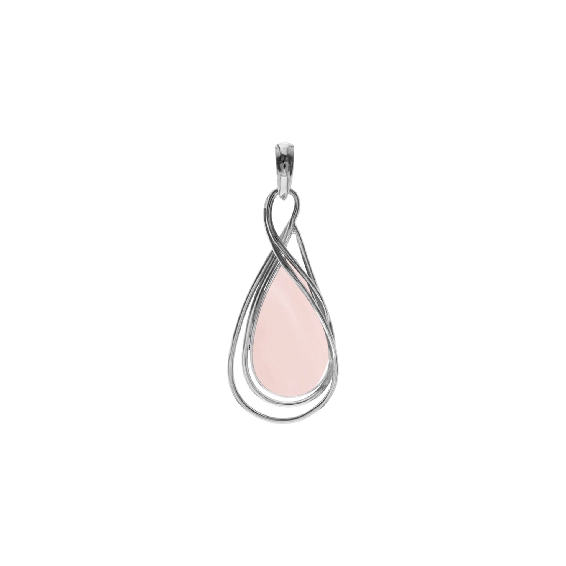 Viola teardrop rose quartz wire detail pendant