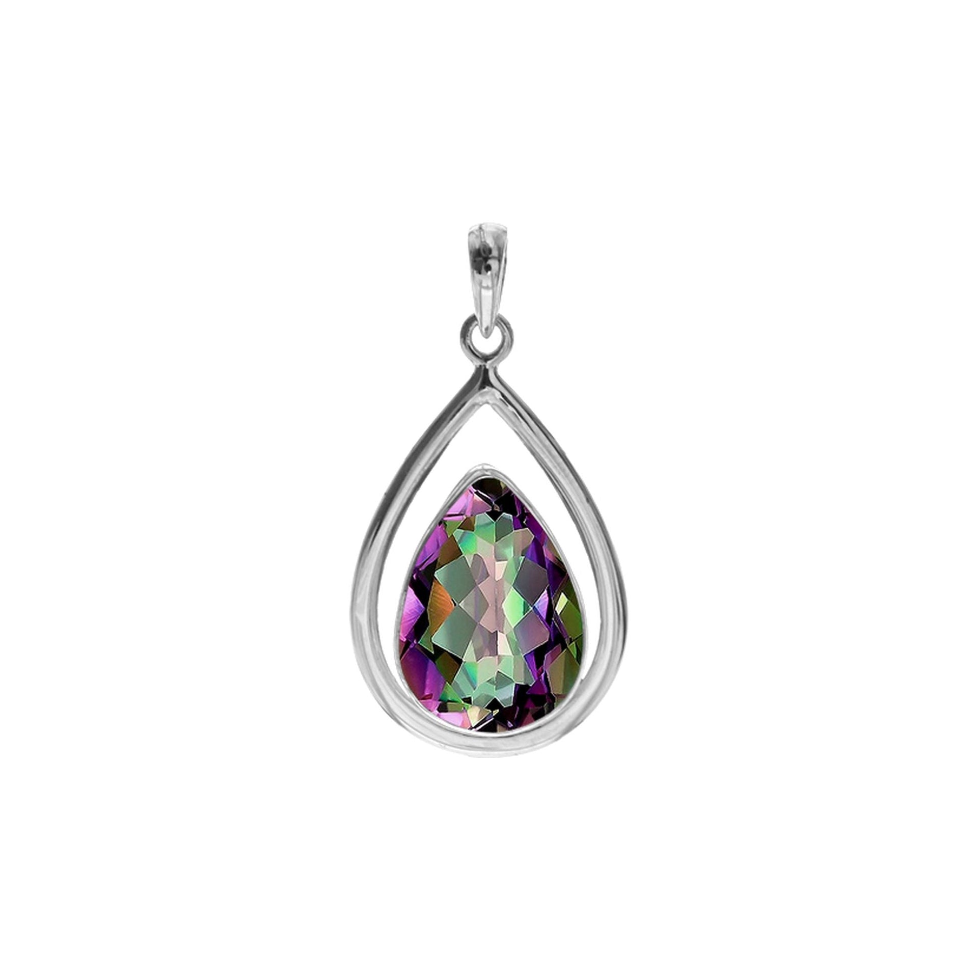 Amy teardrop mystic topaz pendant with frame