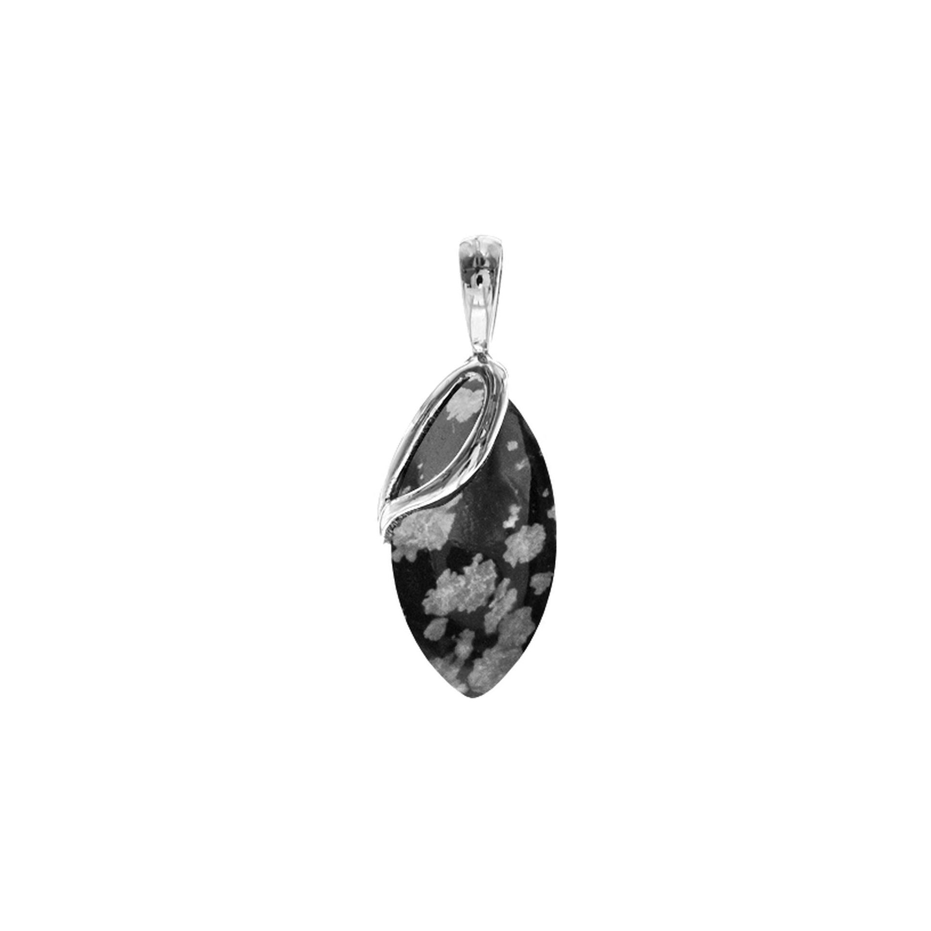 Viola marquis snowflake obsidian overlay pendant