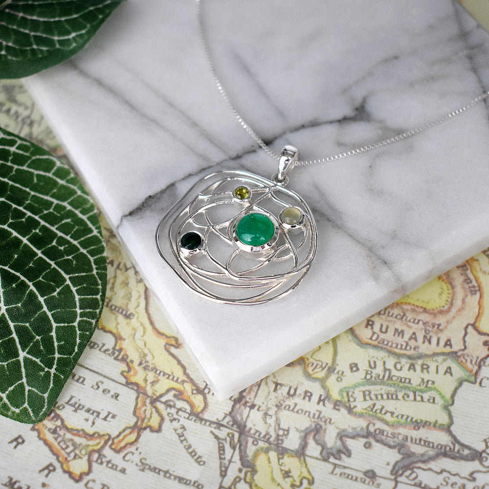Lexi green mix wire pendant