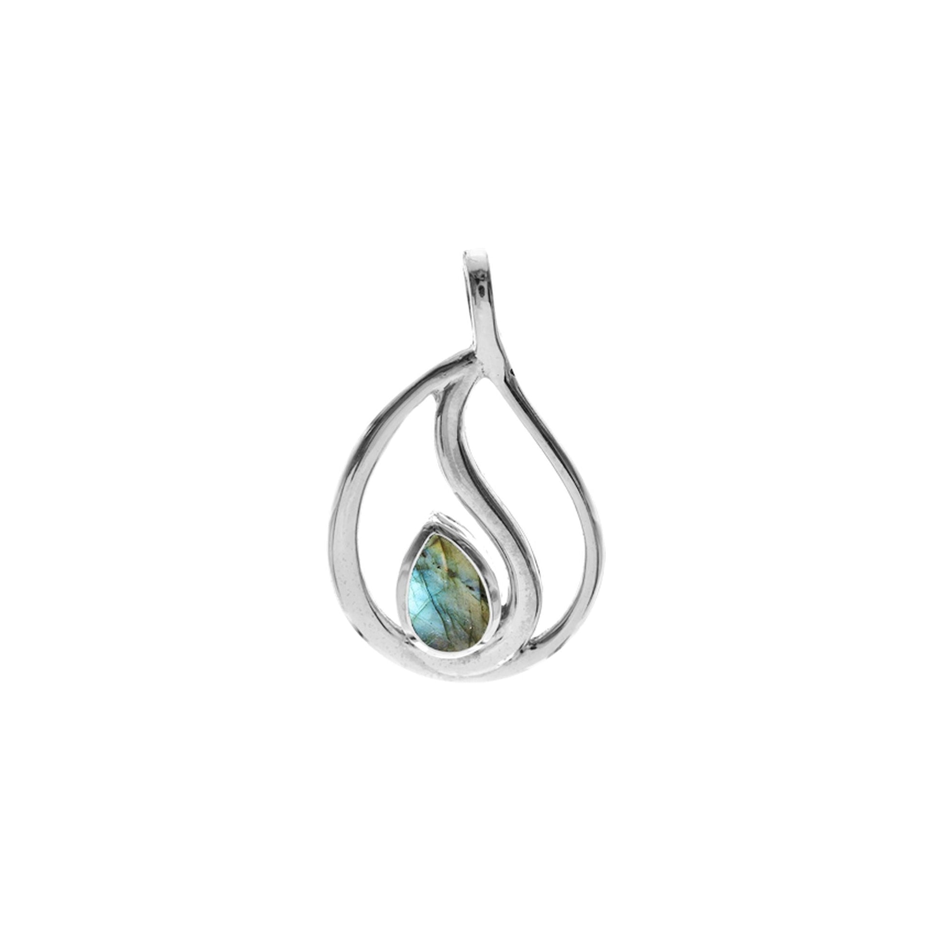 Lola teardrop labradorite wave pendant