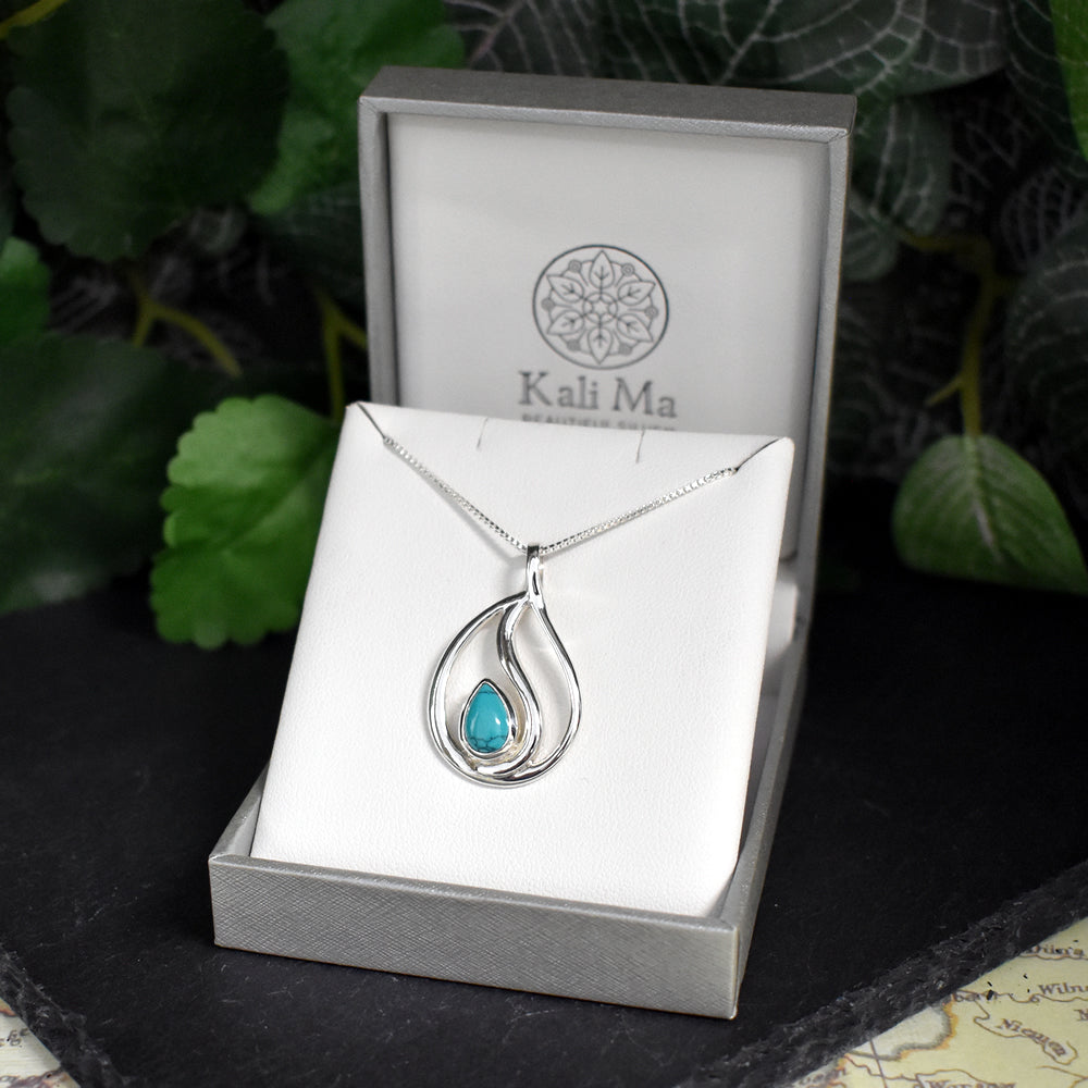Lola teardrop turquoise wave pendant