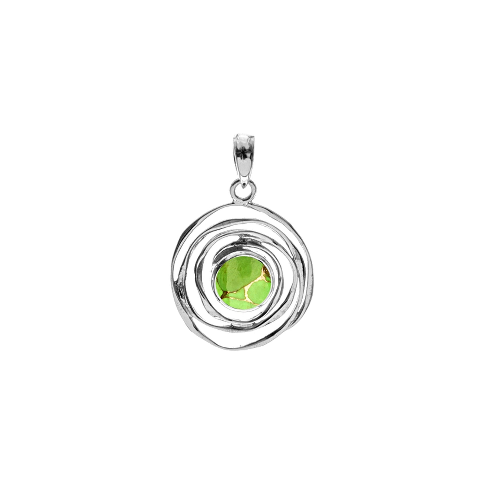 Lexi small spider web green mohave pendant