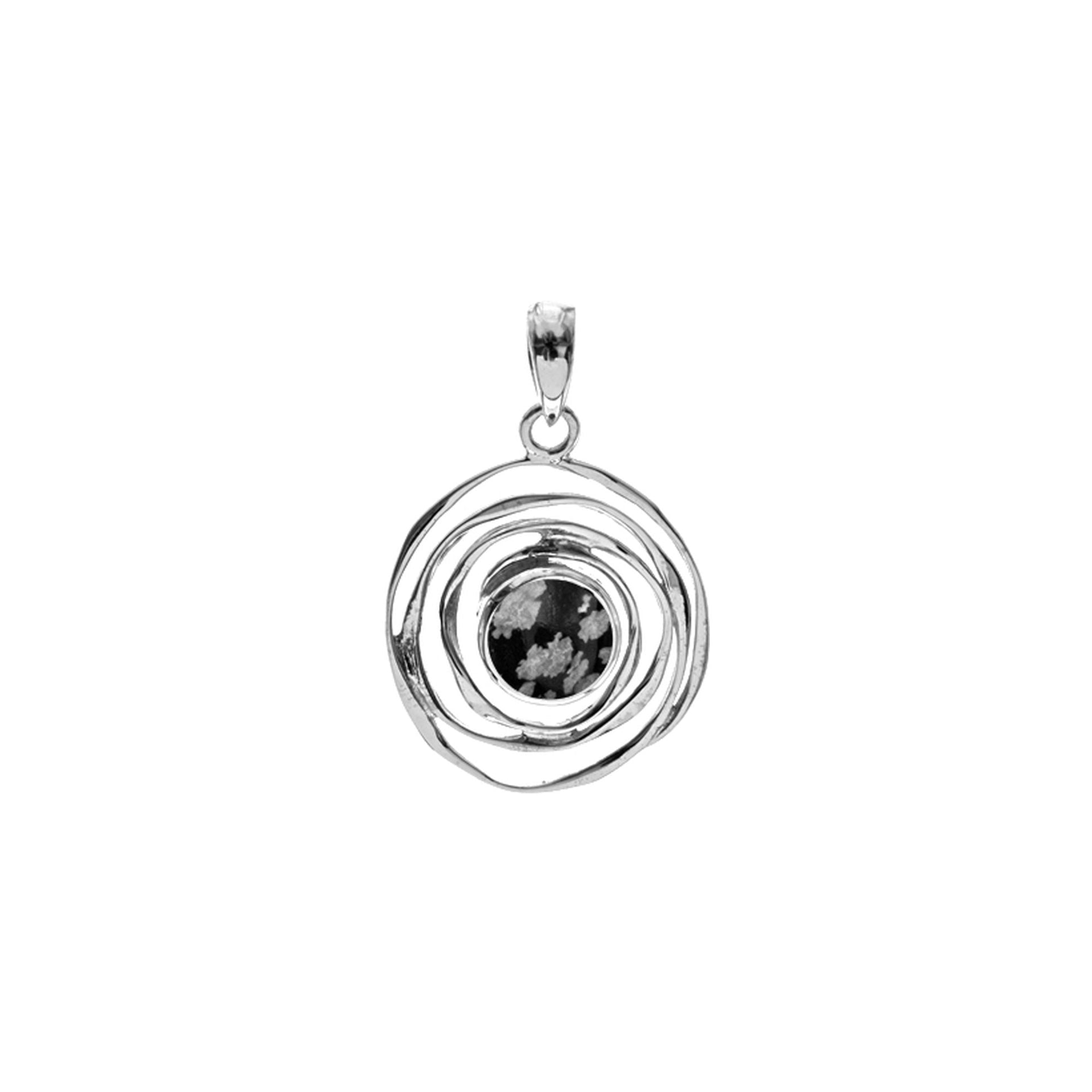 Lexi small spider web snowflake obsidian pendant