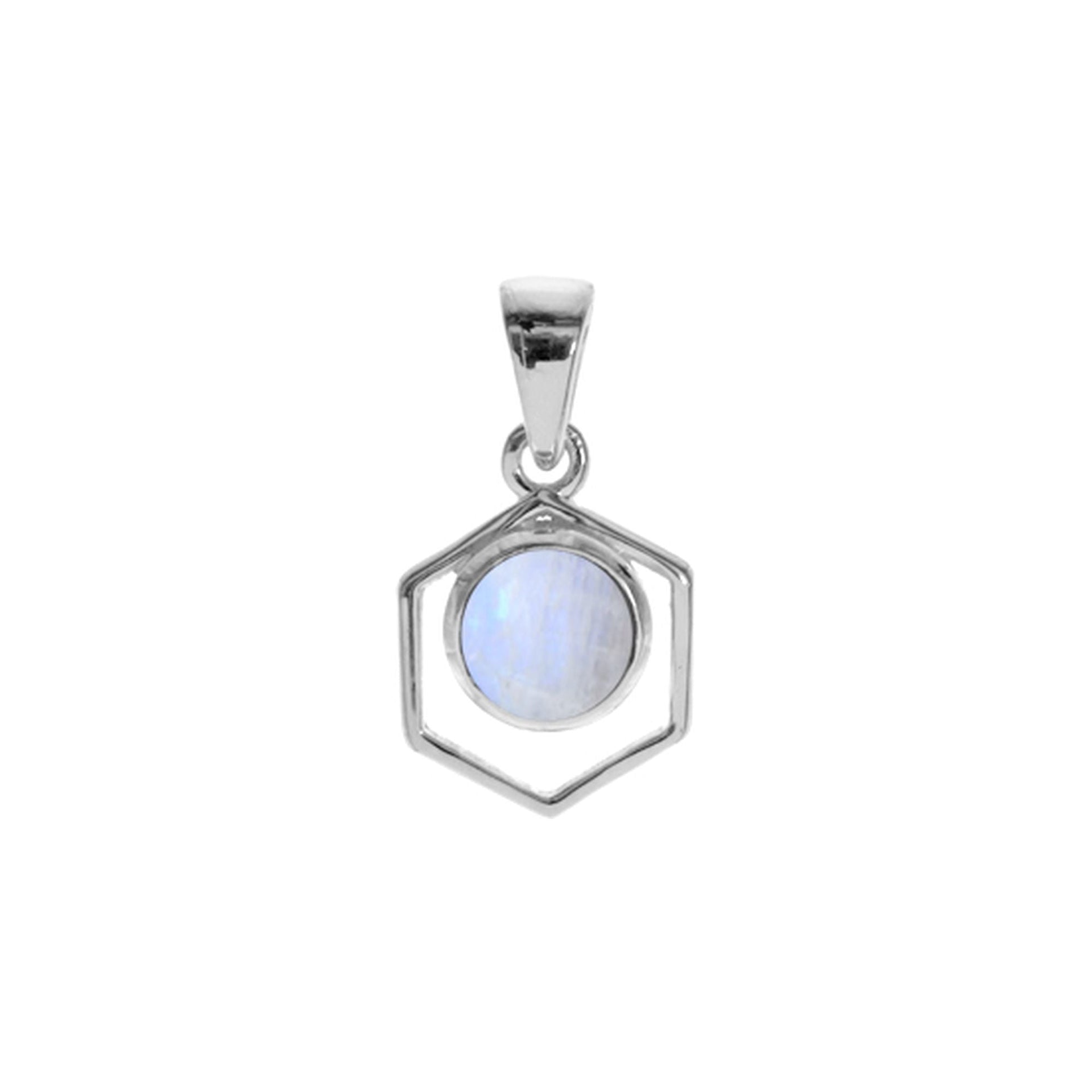 Ivy hexagon rainbow moonstone pendant