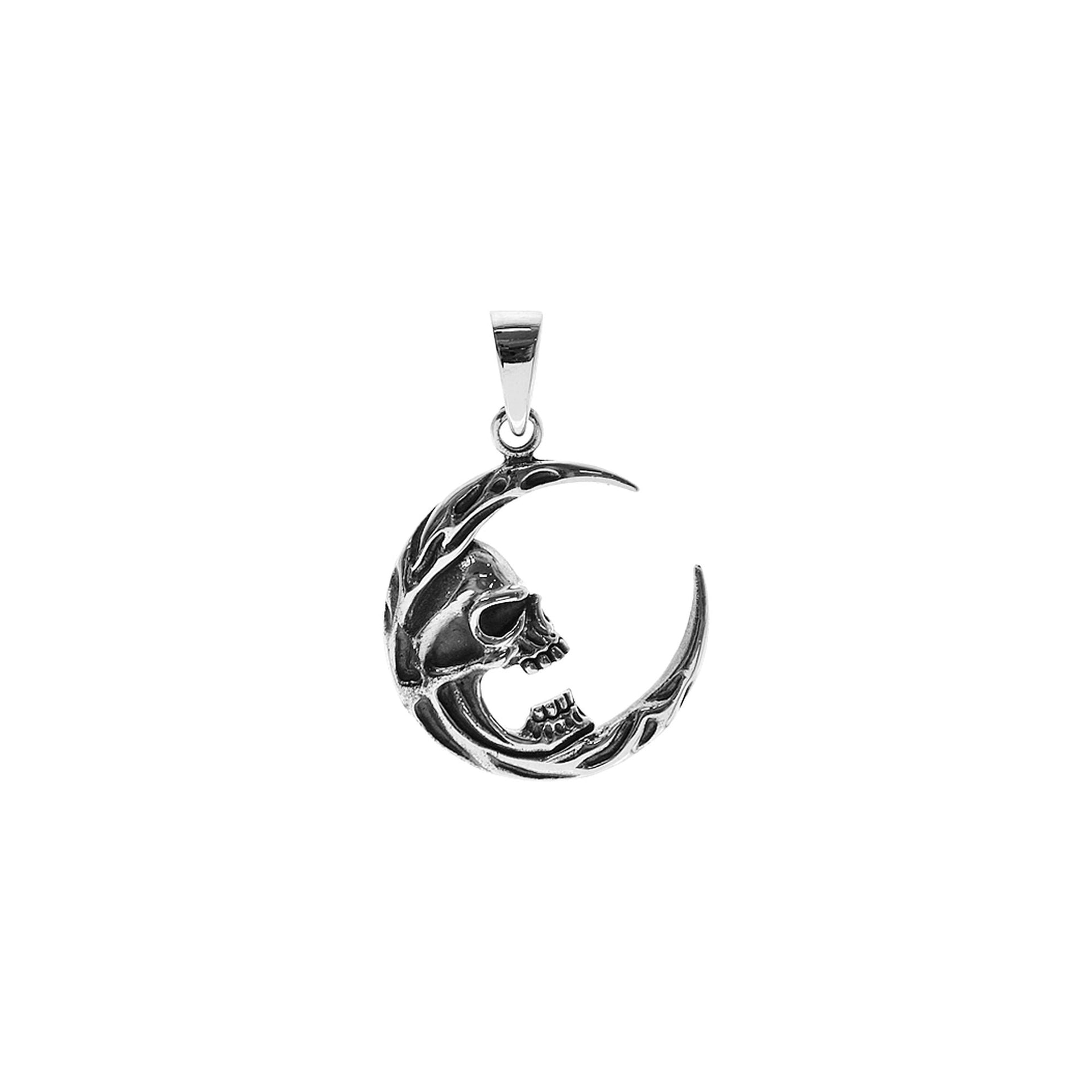 Harley skull in moon pendant