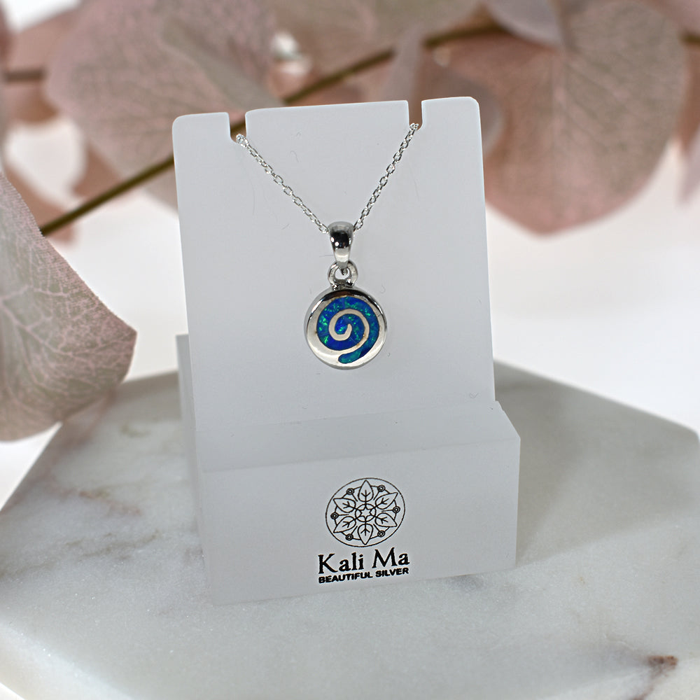 Diana spiral blue opalique pendant