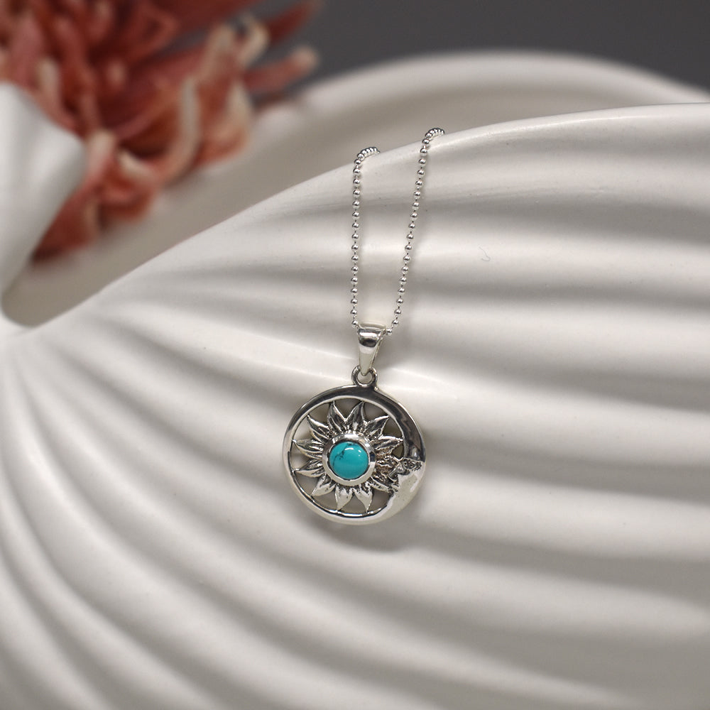 Zora moonflower pendant with turquoise