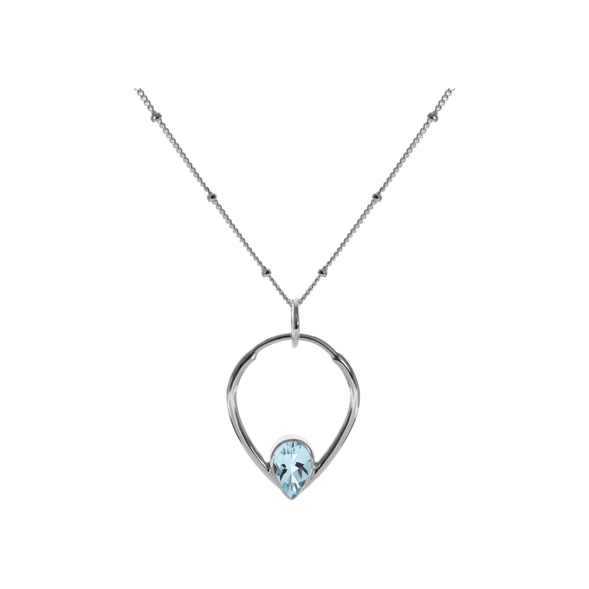 Bridget inverted teardrop necklace with blue topaz