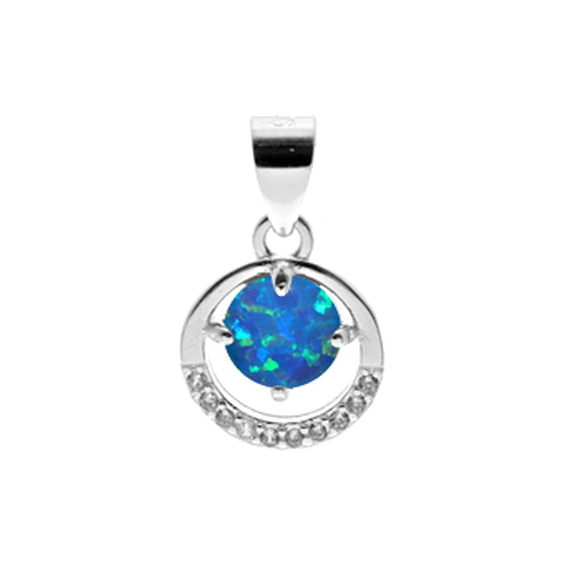 Aisha blue opalique halo pendant