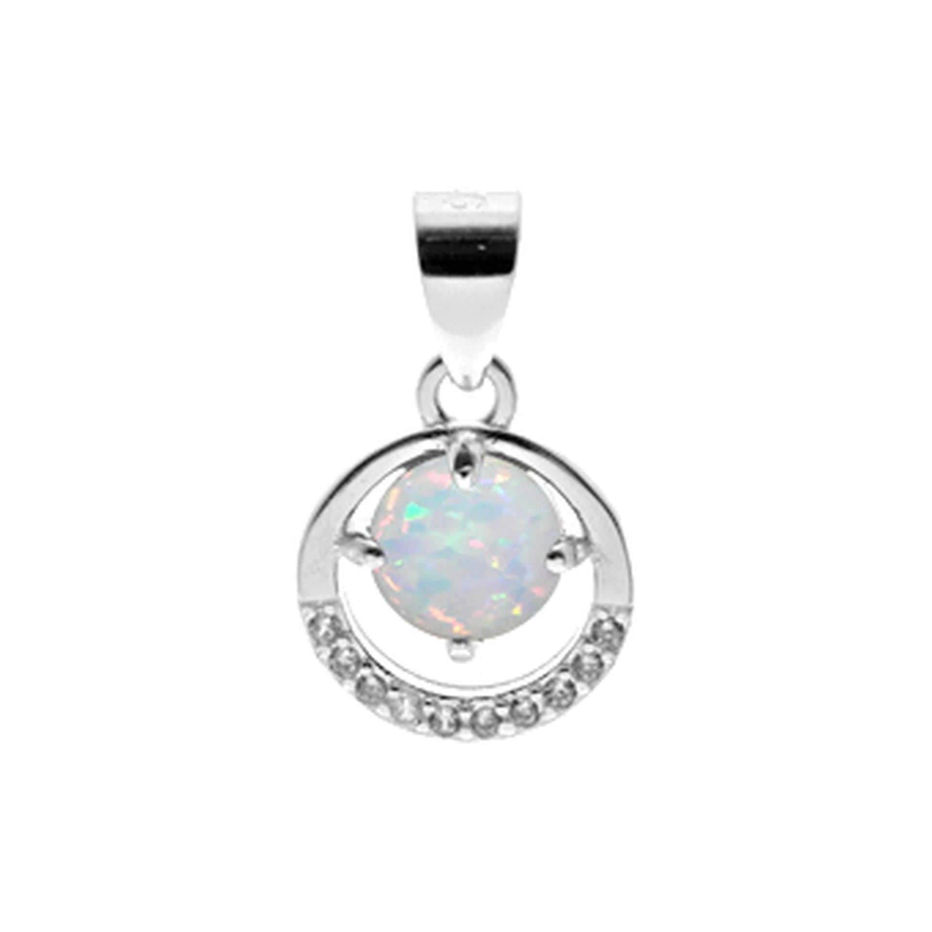 Aisha white opalique halo pendant