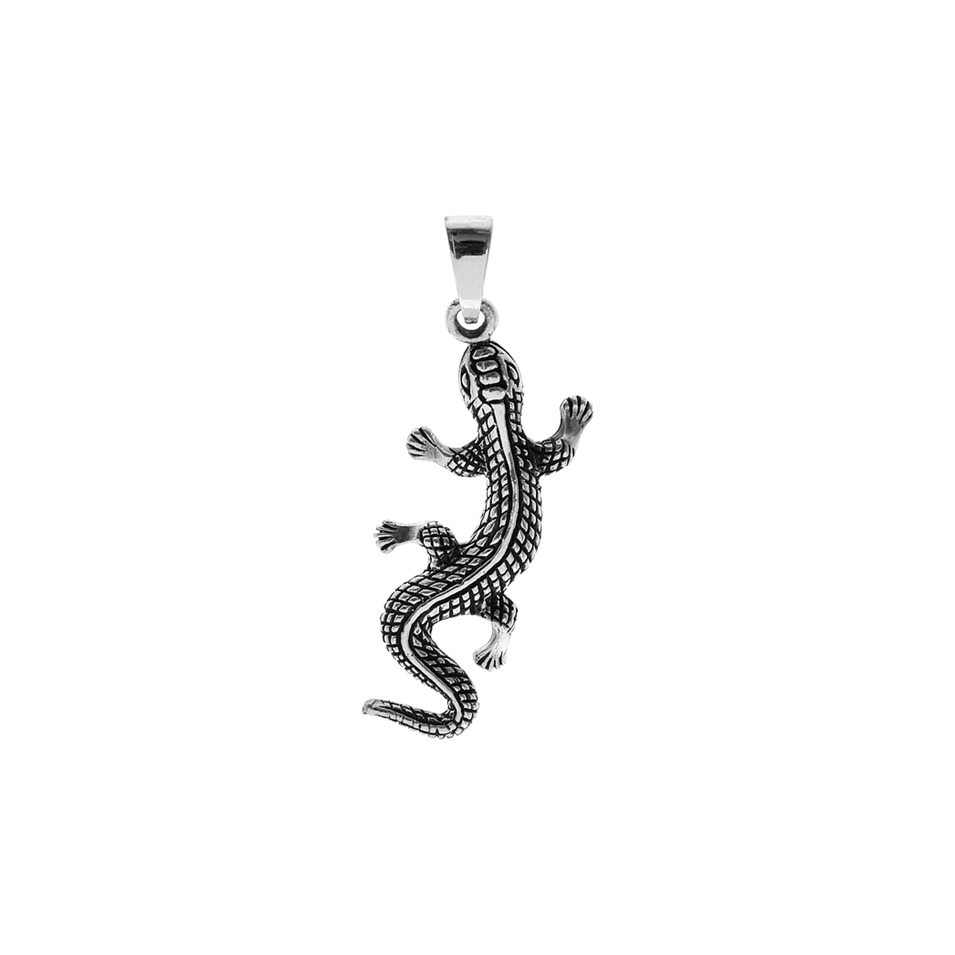 Harley oxidised gecko pendant