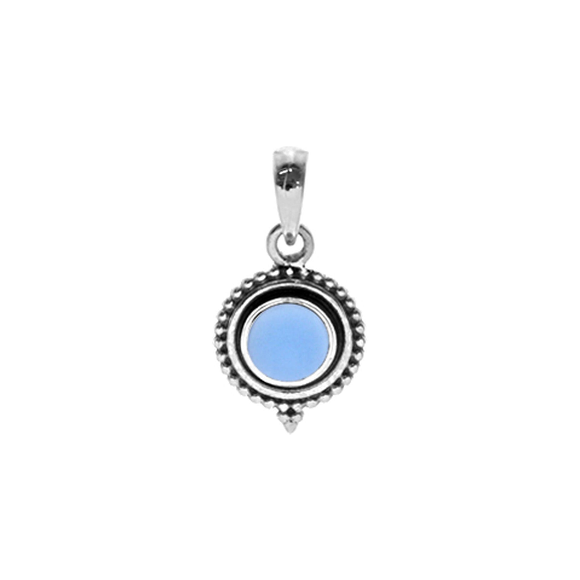 Isla oxidised surround blue chalcedony drop pendant