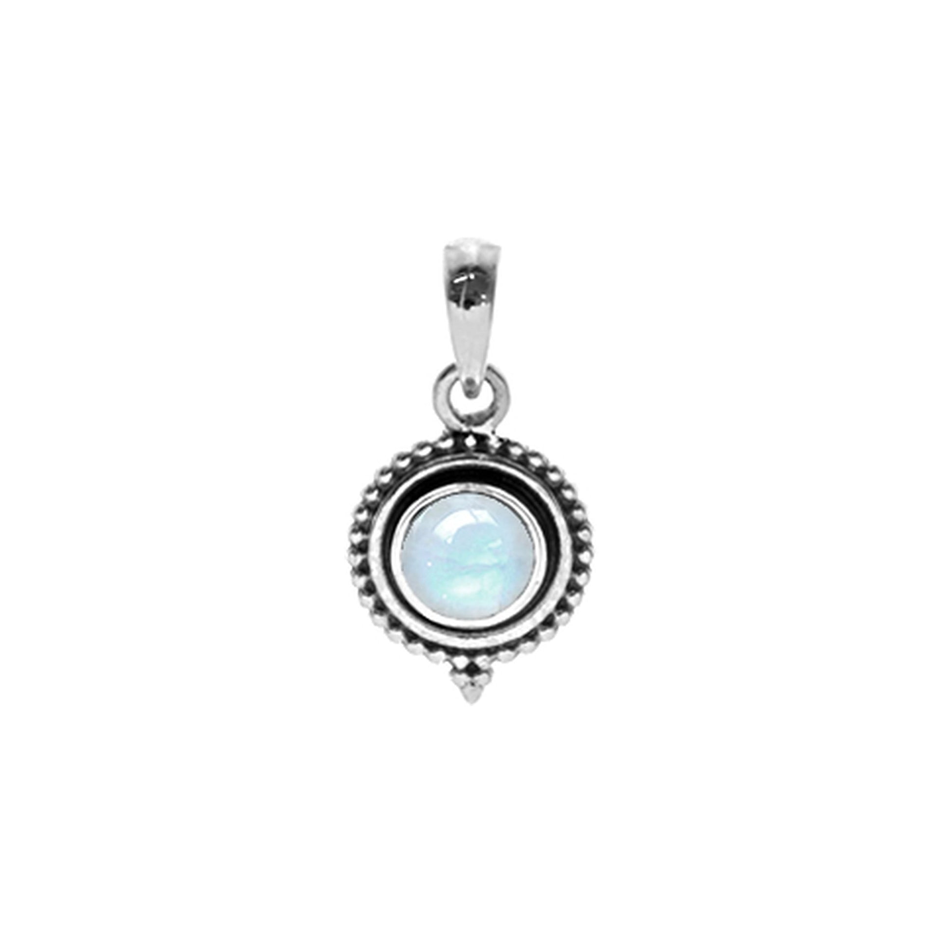 Isla oxidised surround rainbow moonstone drop pendant