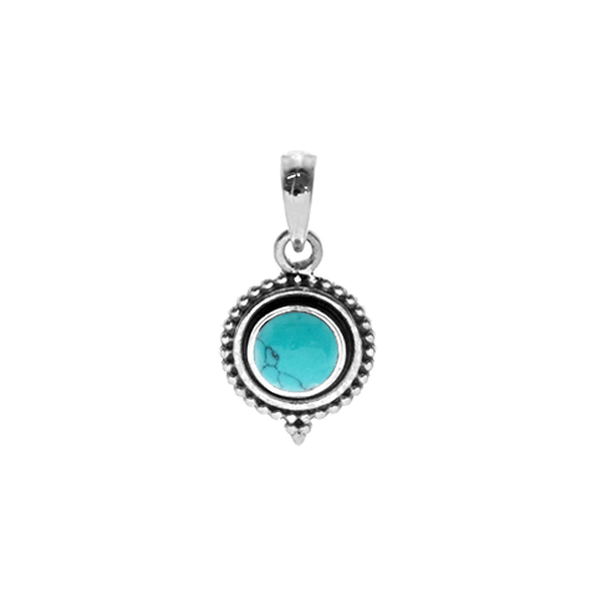 Isla oxidised surround turquoise drop pendant