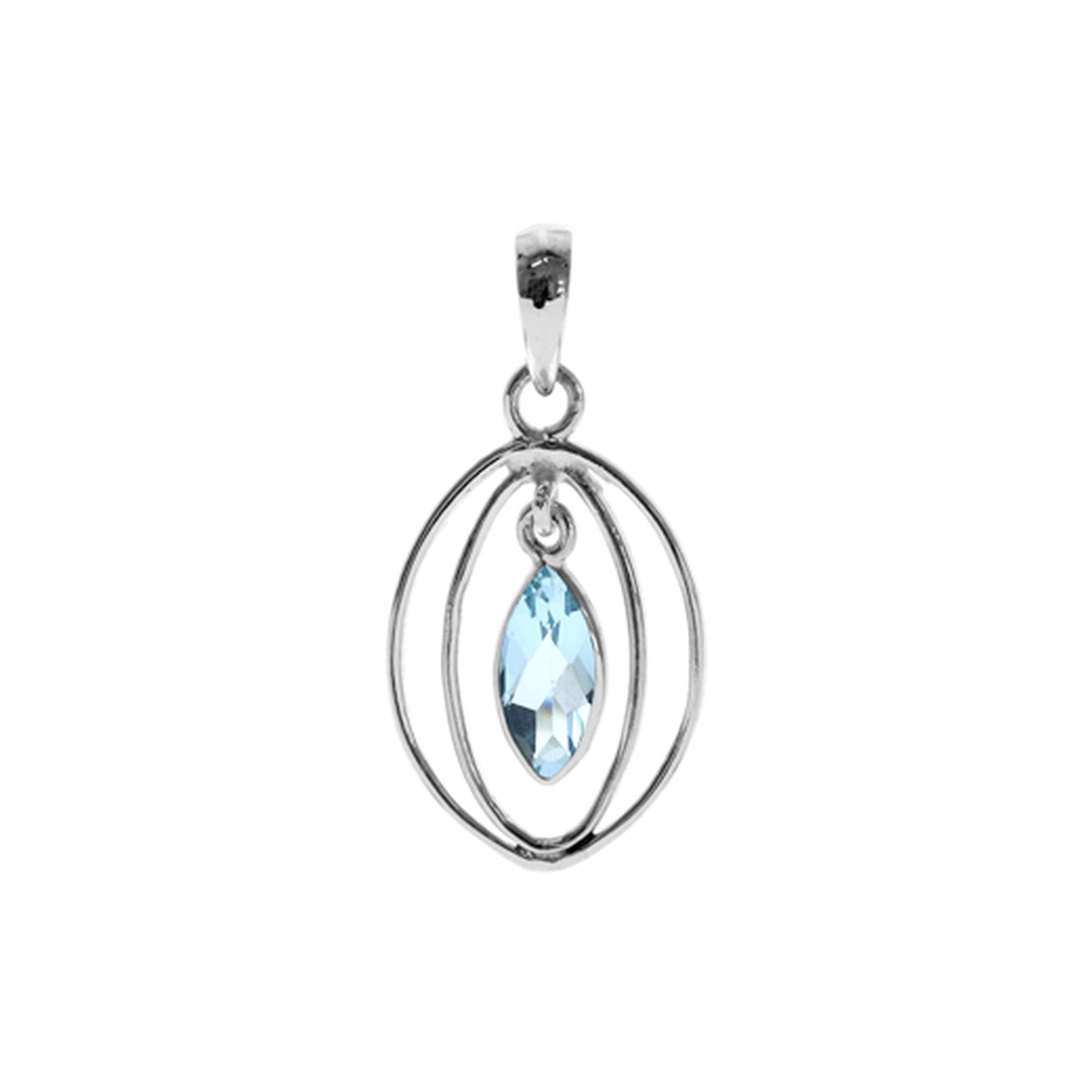 Ivy double oval blue topaz pendant