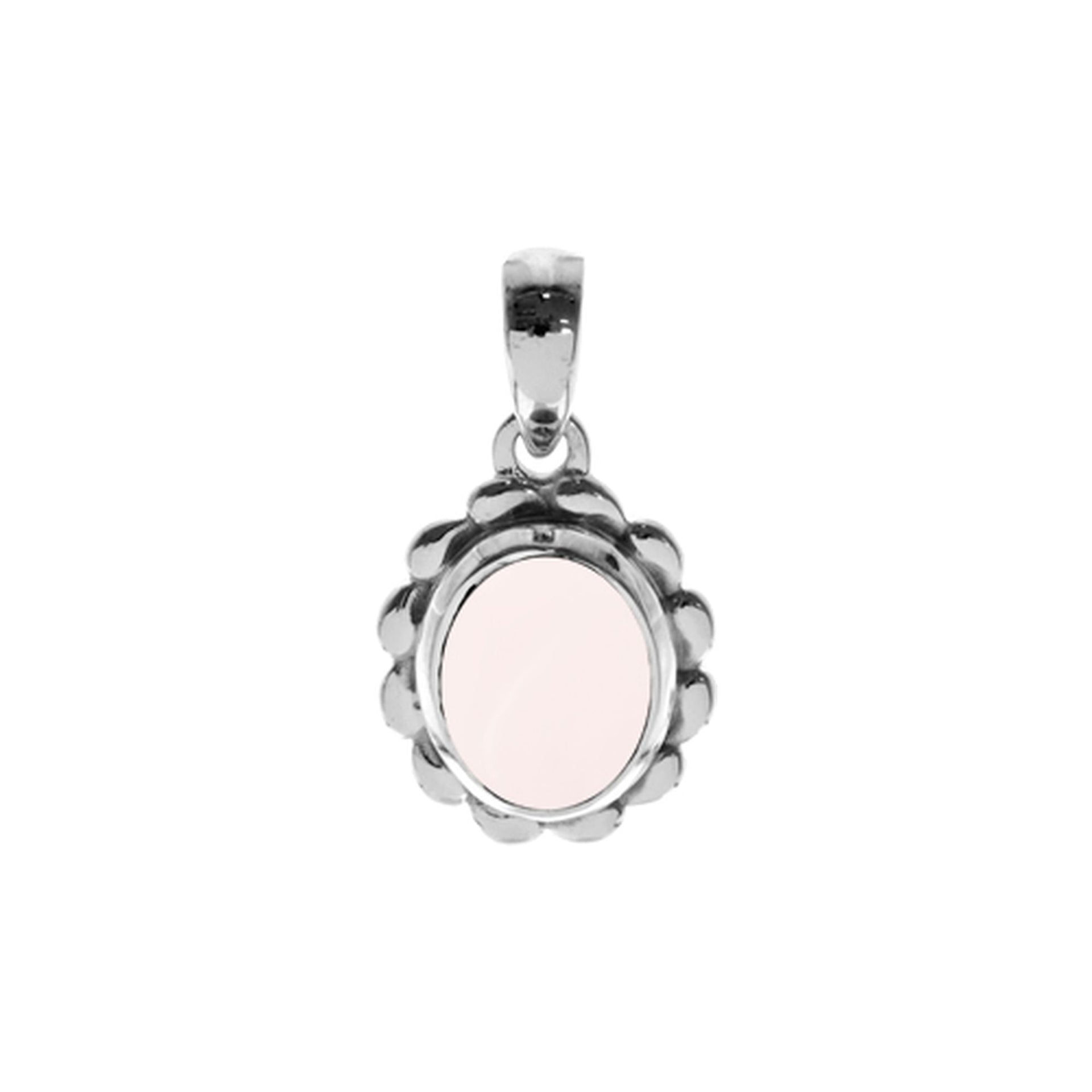 Bridget frilled edge rose quartz pendant