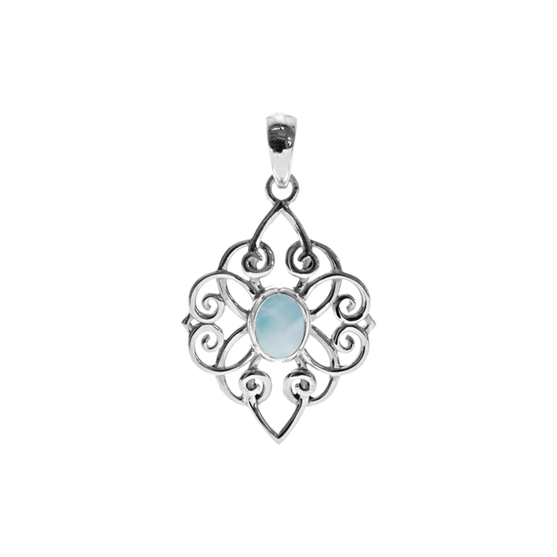 Kara looped diamond larimar pendant