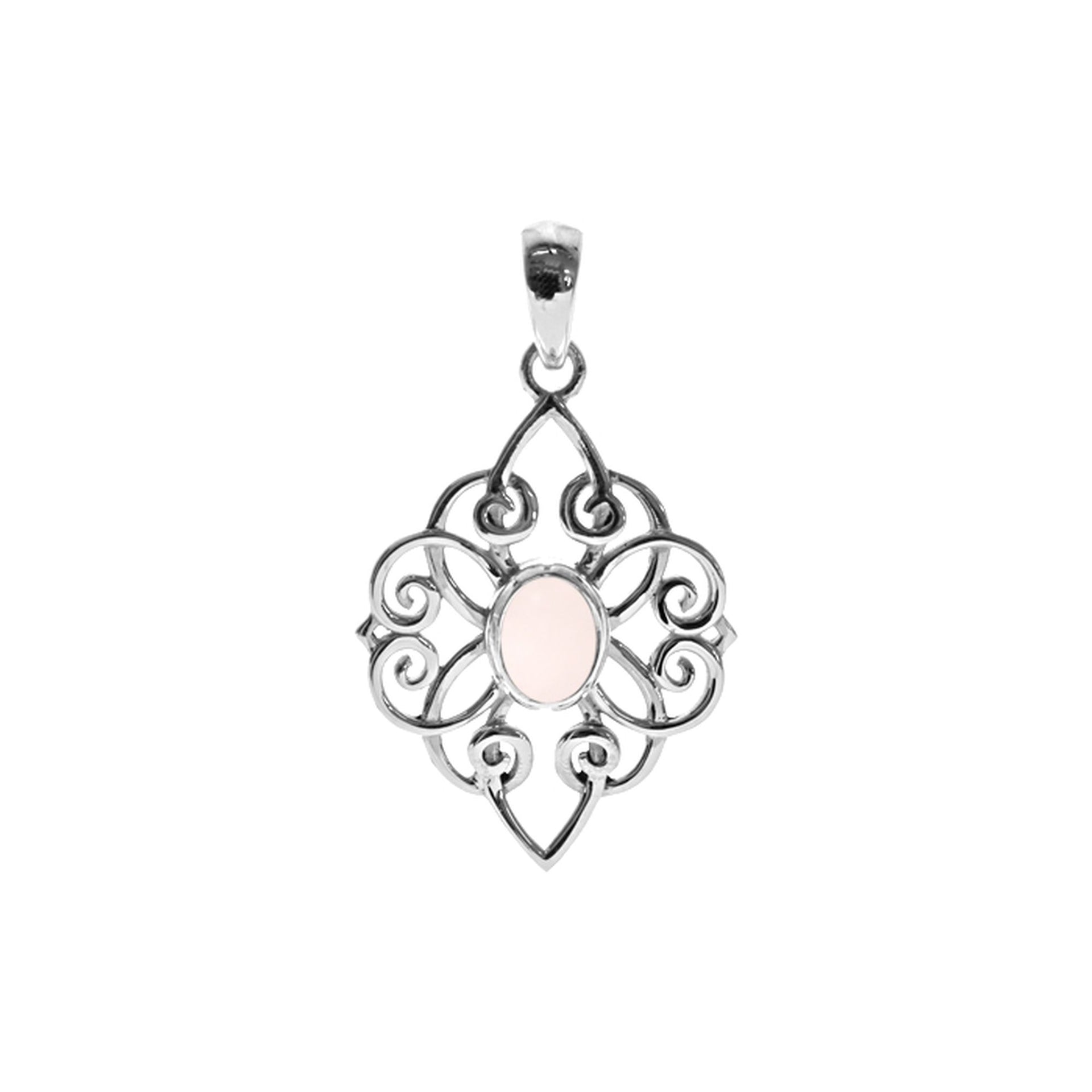 Kara looped diamond rose quartz pendant