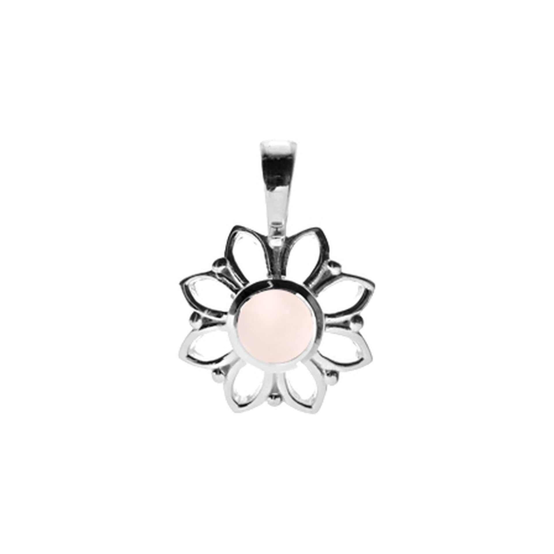 Catalina rose quartz dahlia pendant