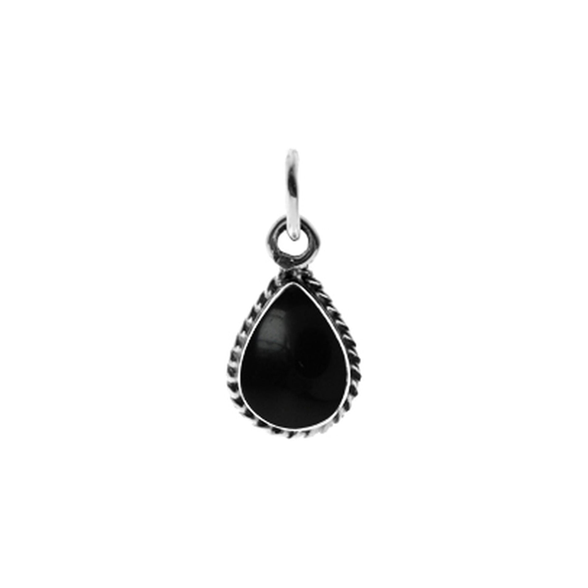 Smile oxidised teardrop pendant with black onyx