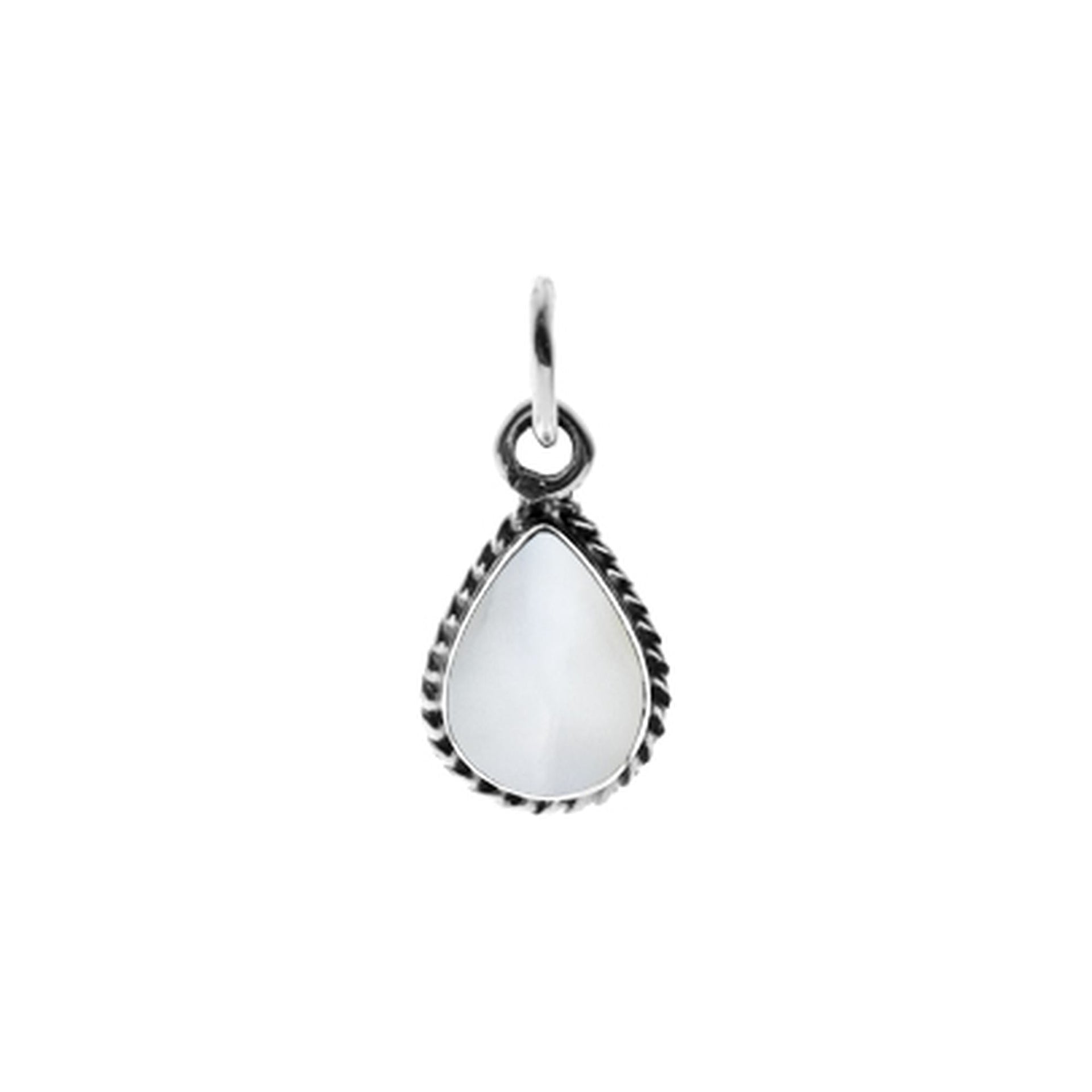Smile oxidised teardrop pendant with mother of pearl