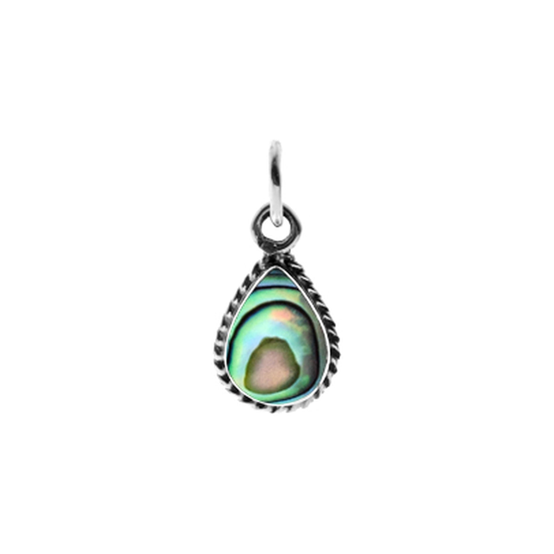 Smile oxidised teardrop pendant with paua shell