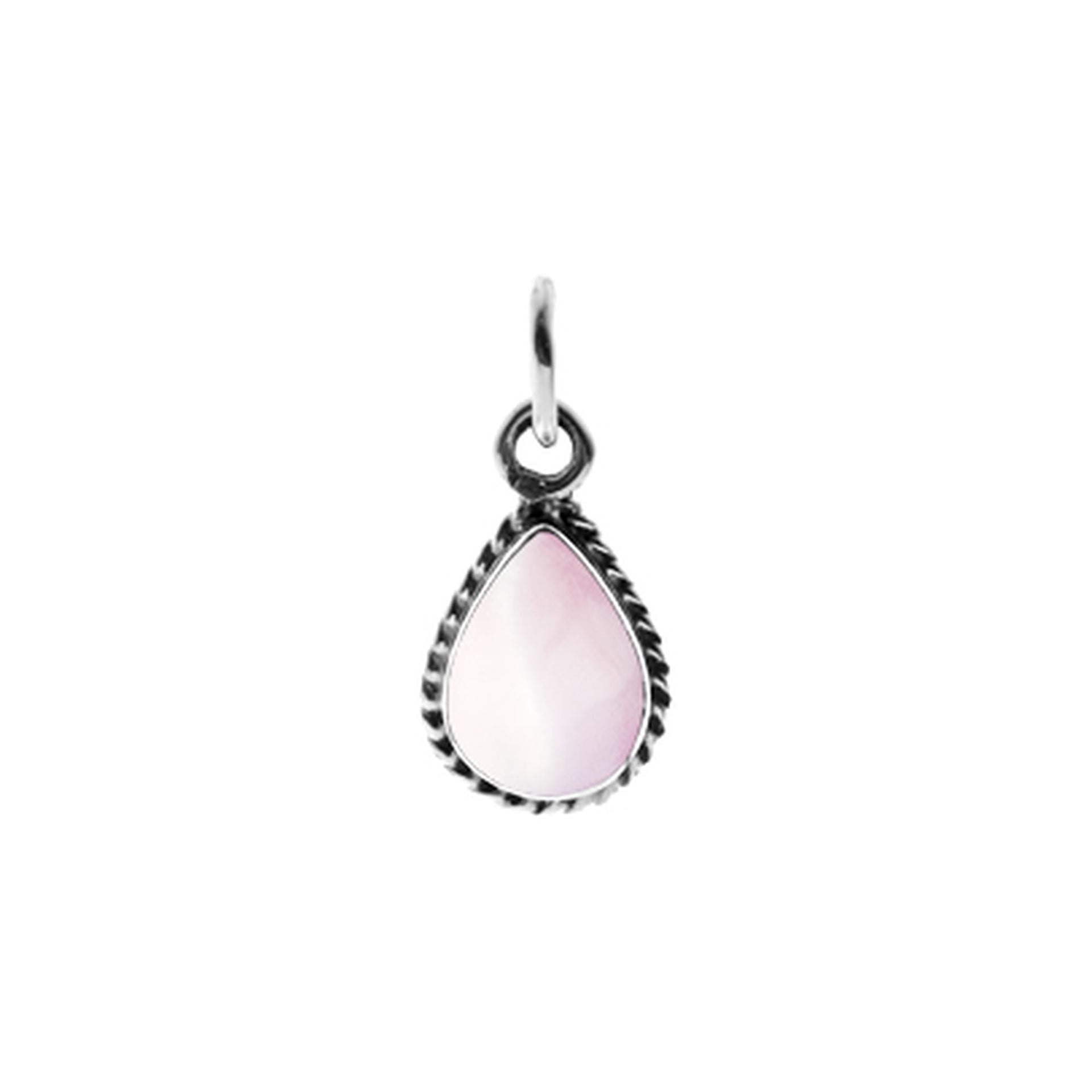 Smile oxidised teardrop pendant with pink mother of pearl