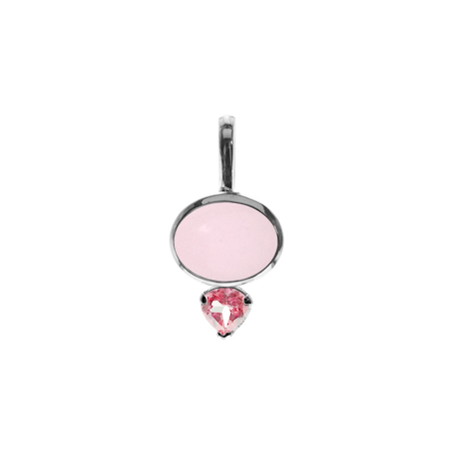 Samira rose quartz oval & heart pendant