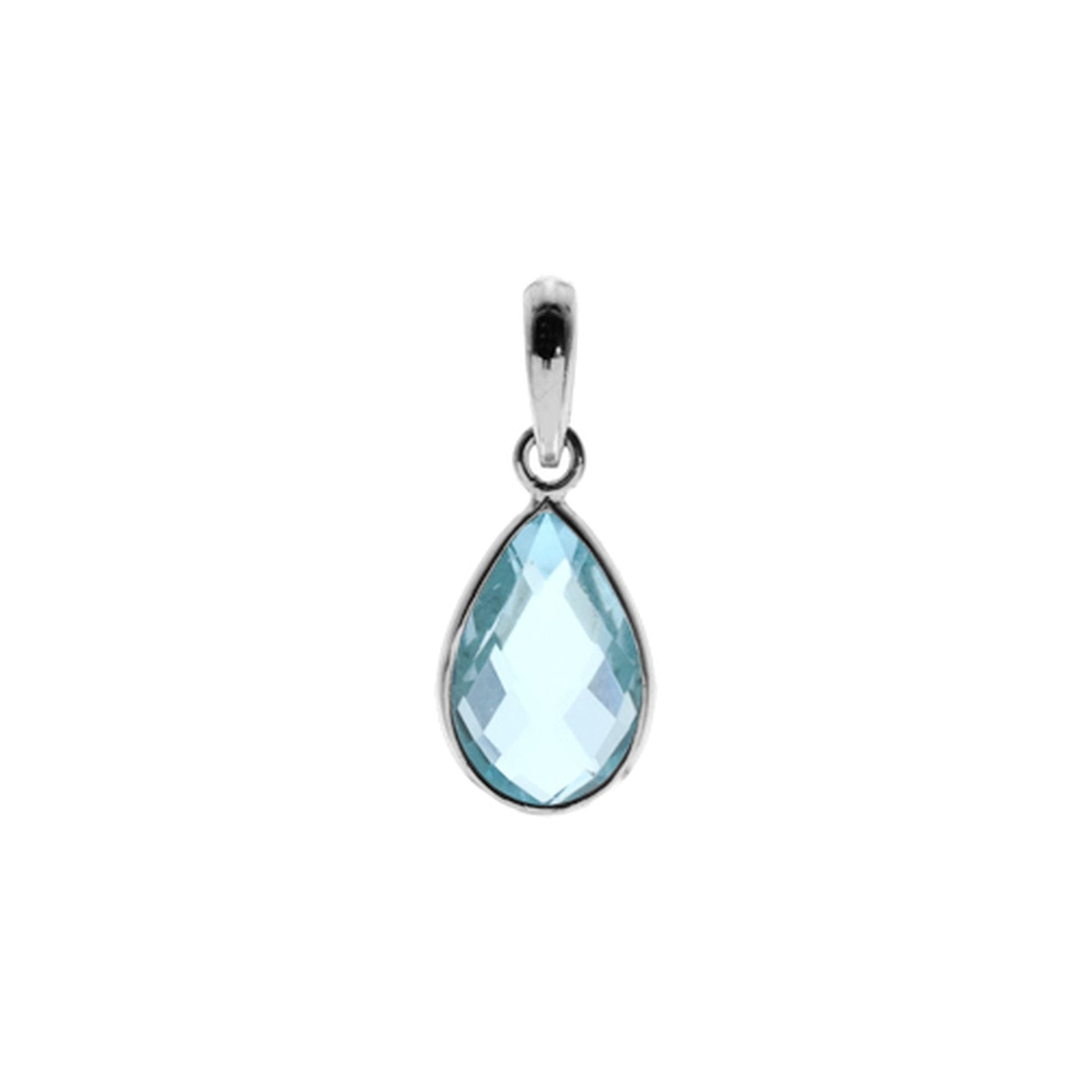 Bridget fine teardrop pendant with blue topaz